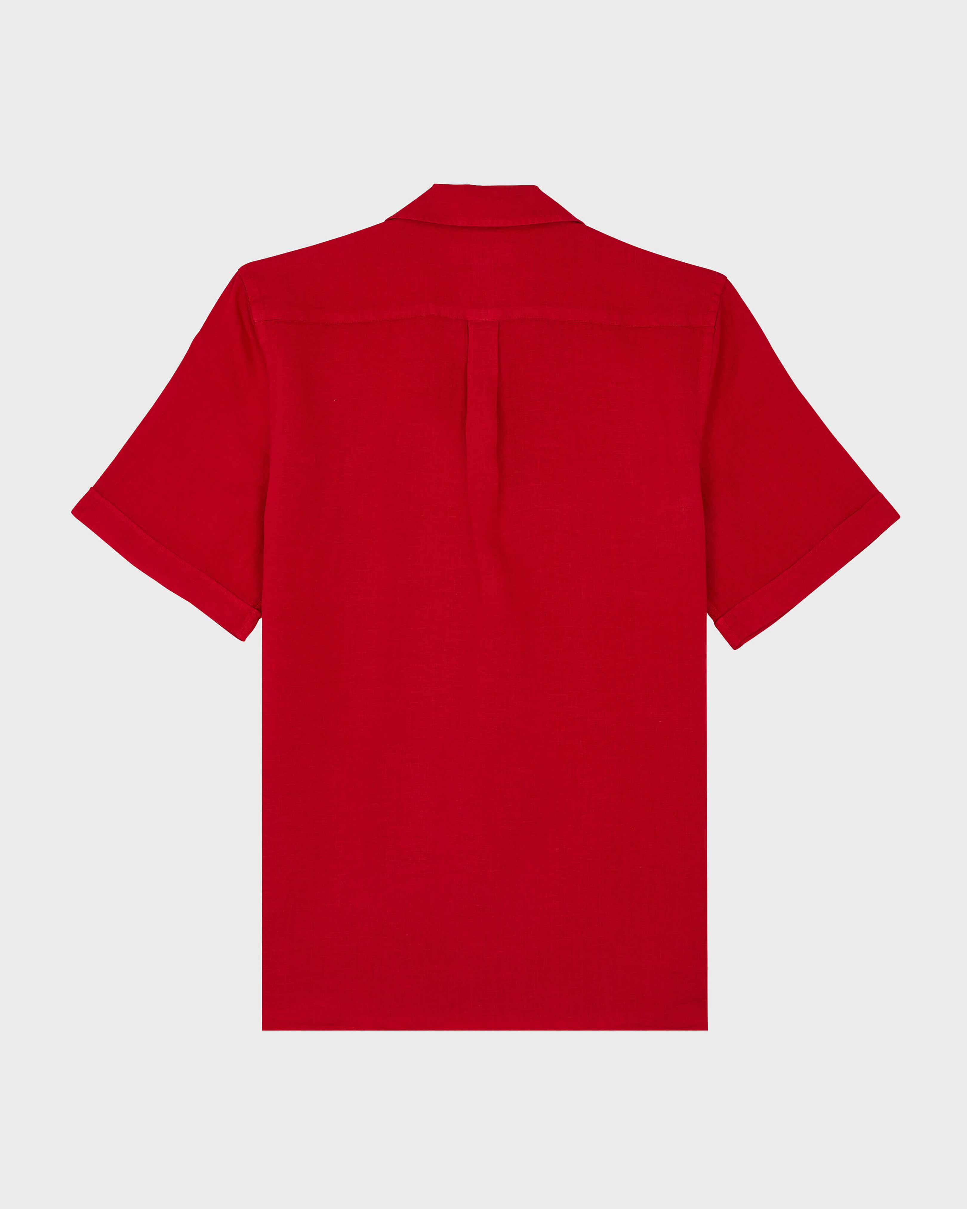 Chemise bowling en lin unie MOULIN ROUGE back view