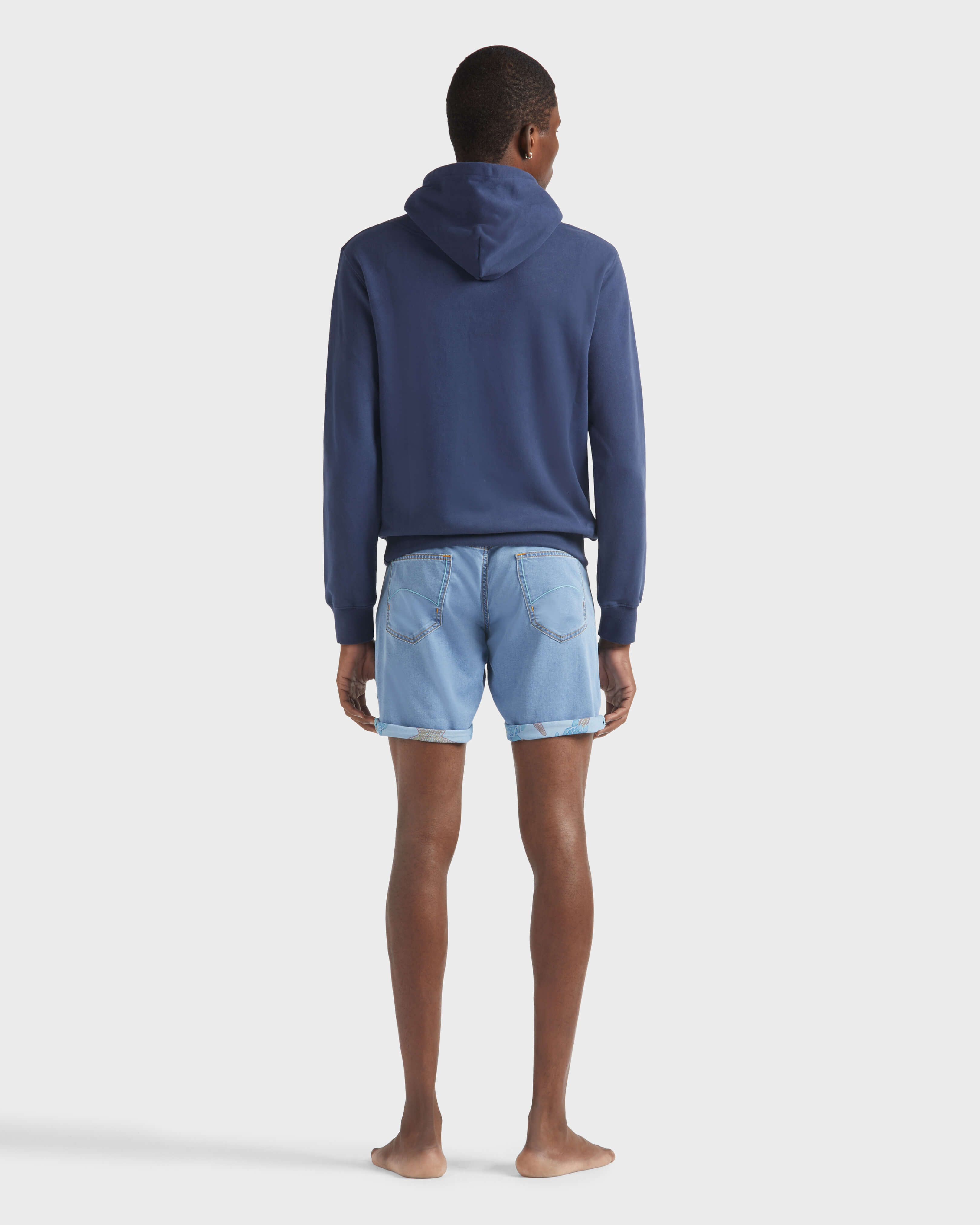Men Cotton Solid Sweatshirt NAVY backworn view