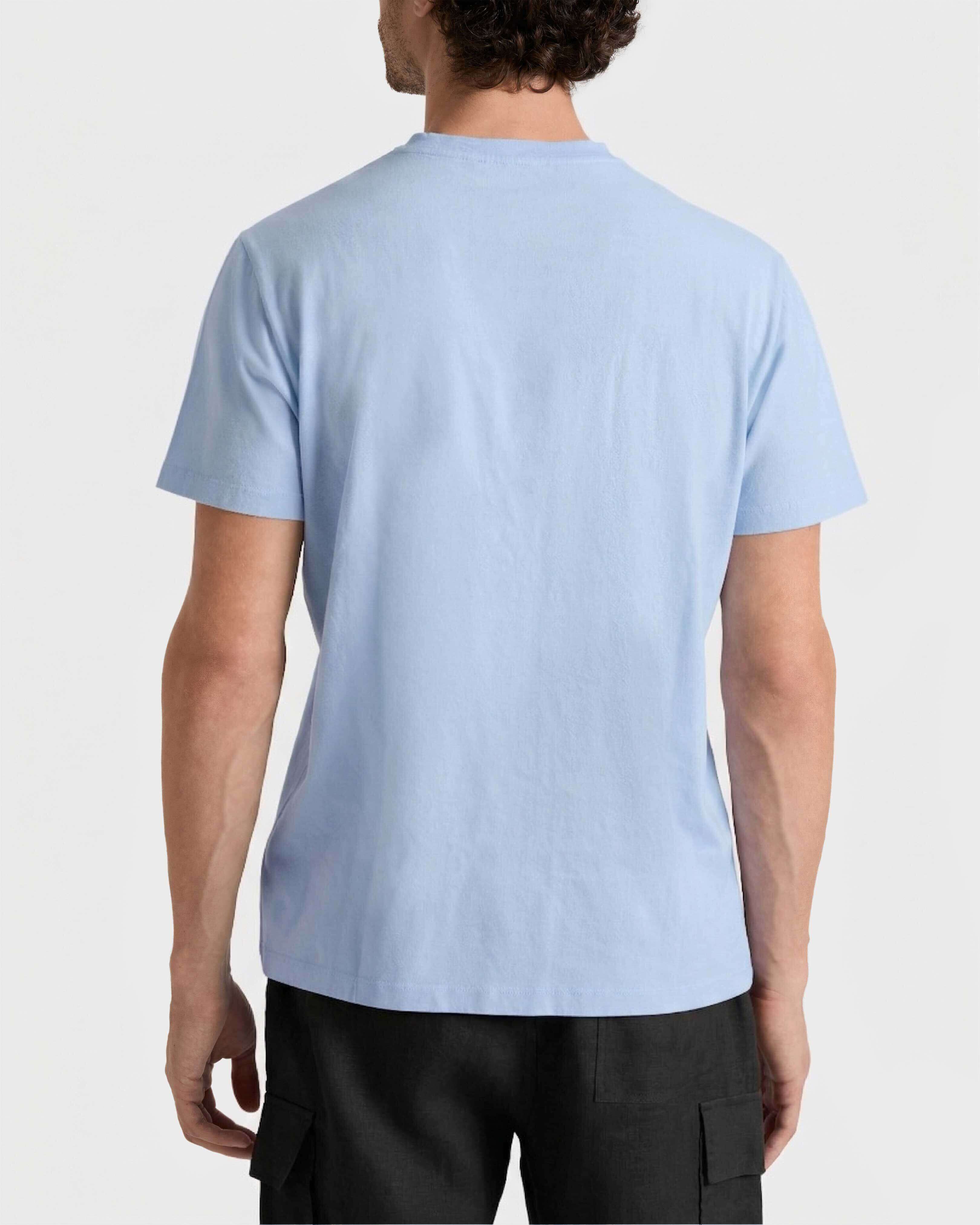 T-Shirt aus Bio-Baumwolle mit aufgestickter, großer Schildkröte für Herren CLOUDY backworn view