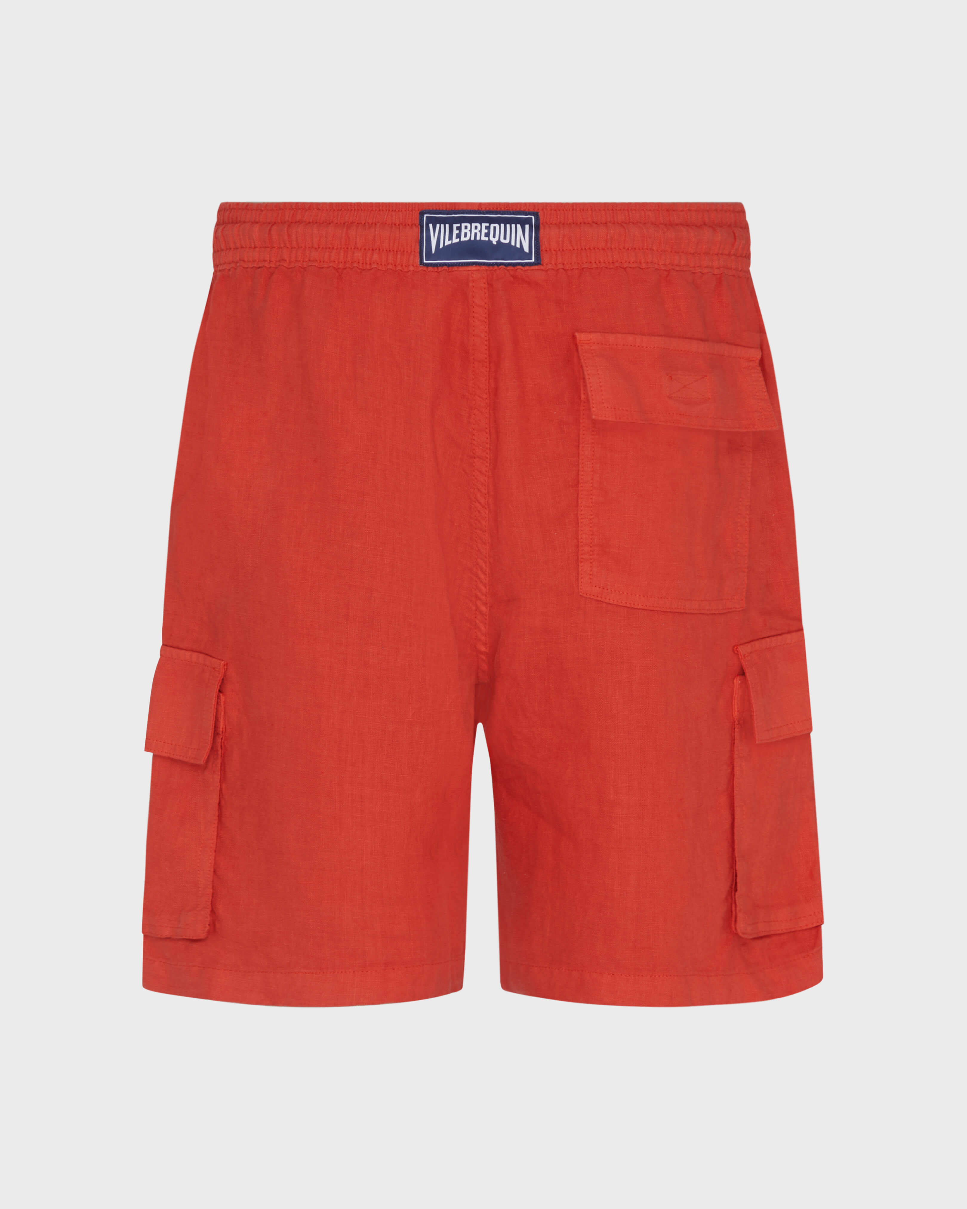 Bermuda cargo uomo in lino tinta unita DALIA back view