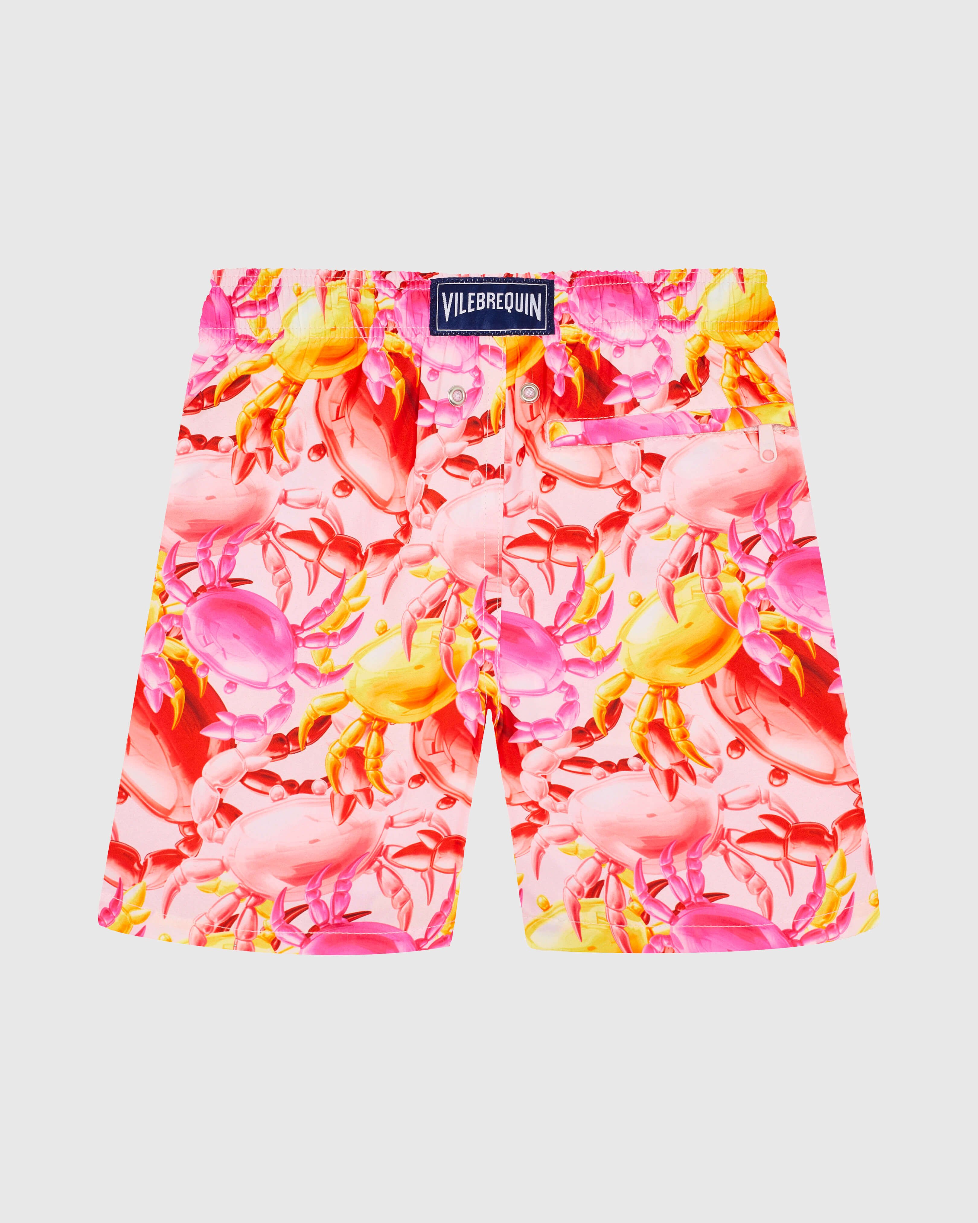 Boys Ultra-light and packable Swim Shorts Crab Balloons PEONY back view