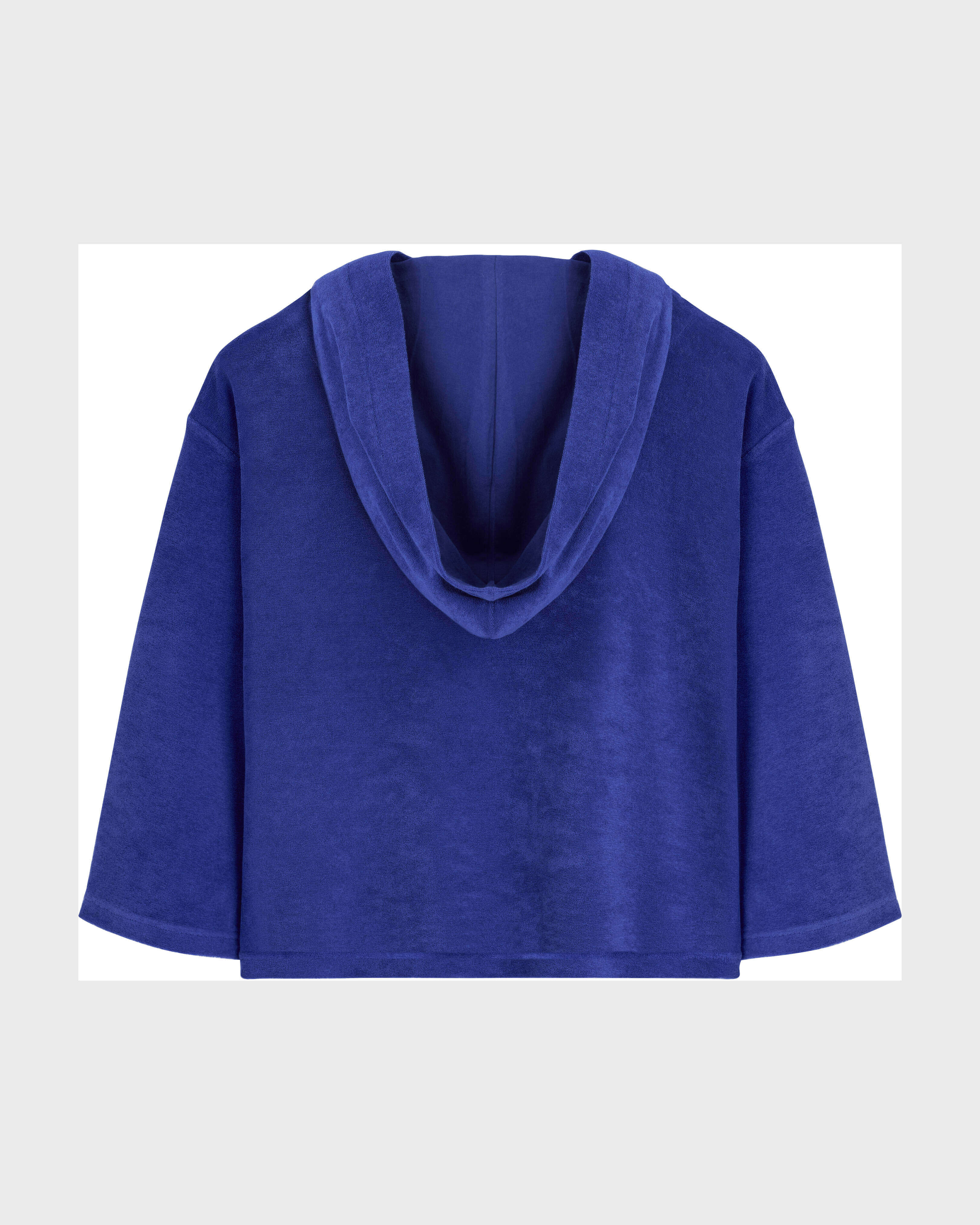 Women Terry Sweatshirt Solid PURPLE BLUE back view