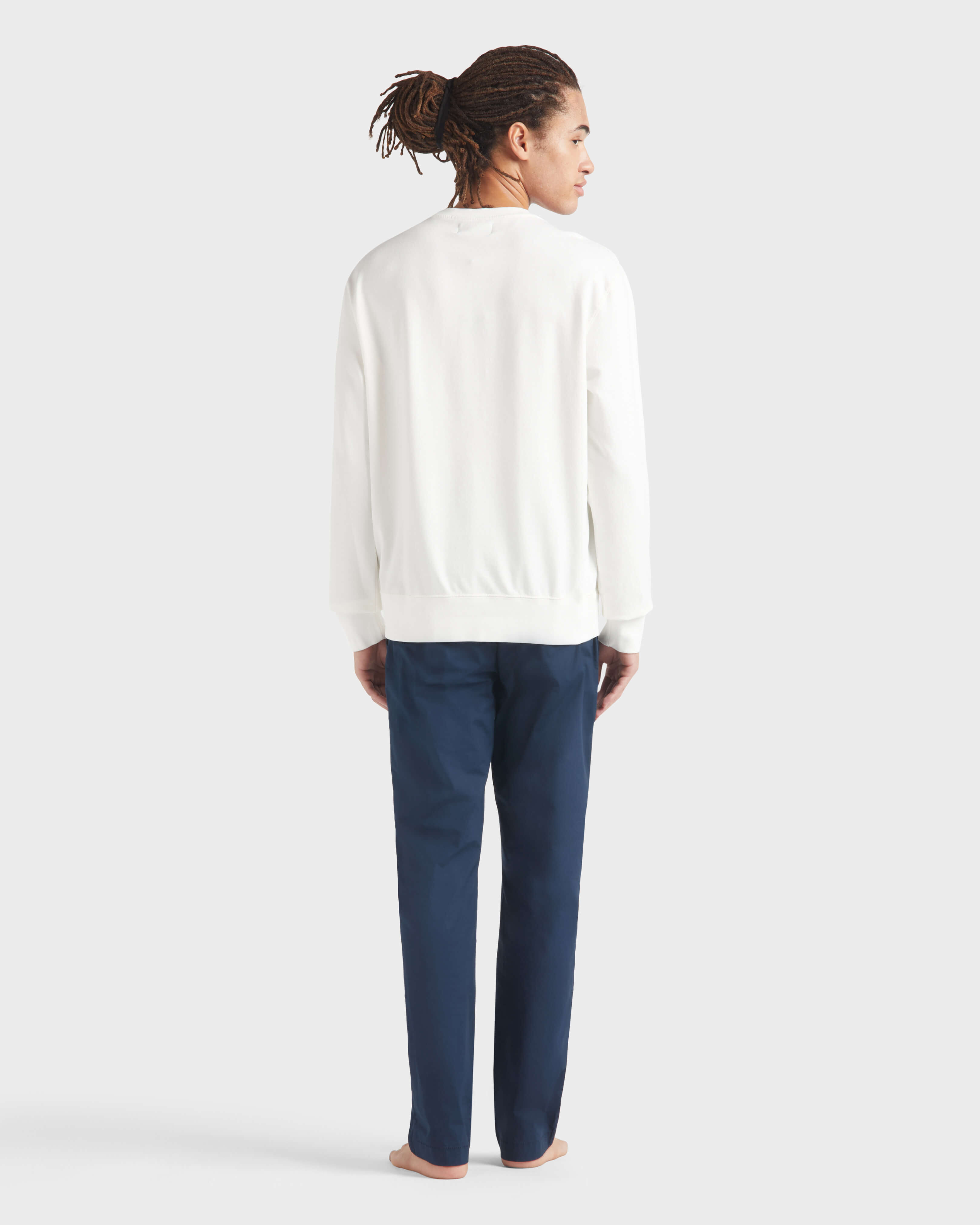 Men Cotton Crewneck Sweatshirt Family Week-end OFF WHITE backworn view