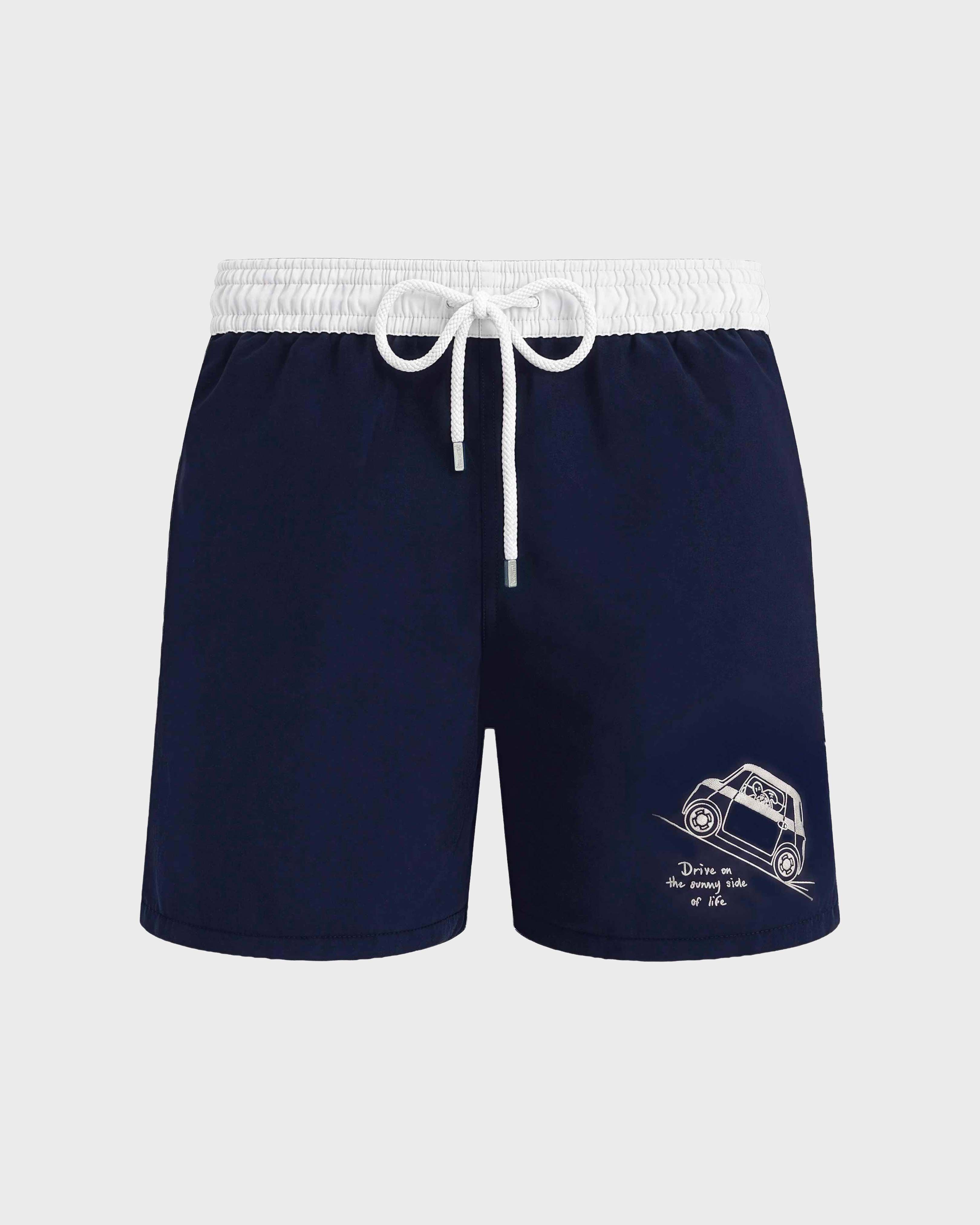 Sunny Topolino - Vilebrequin x FIAT Badeshorts mit Stickerei für Herren MARINEBLAU front view