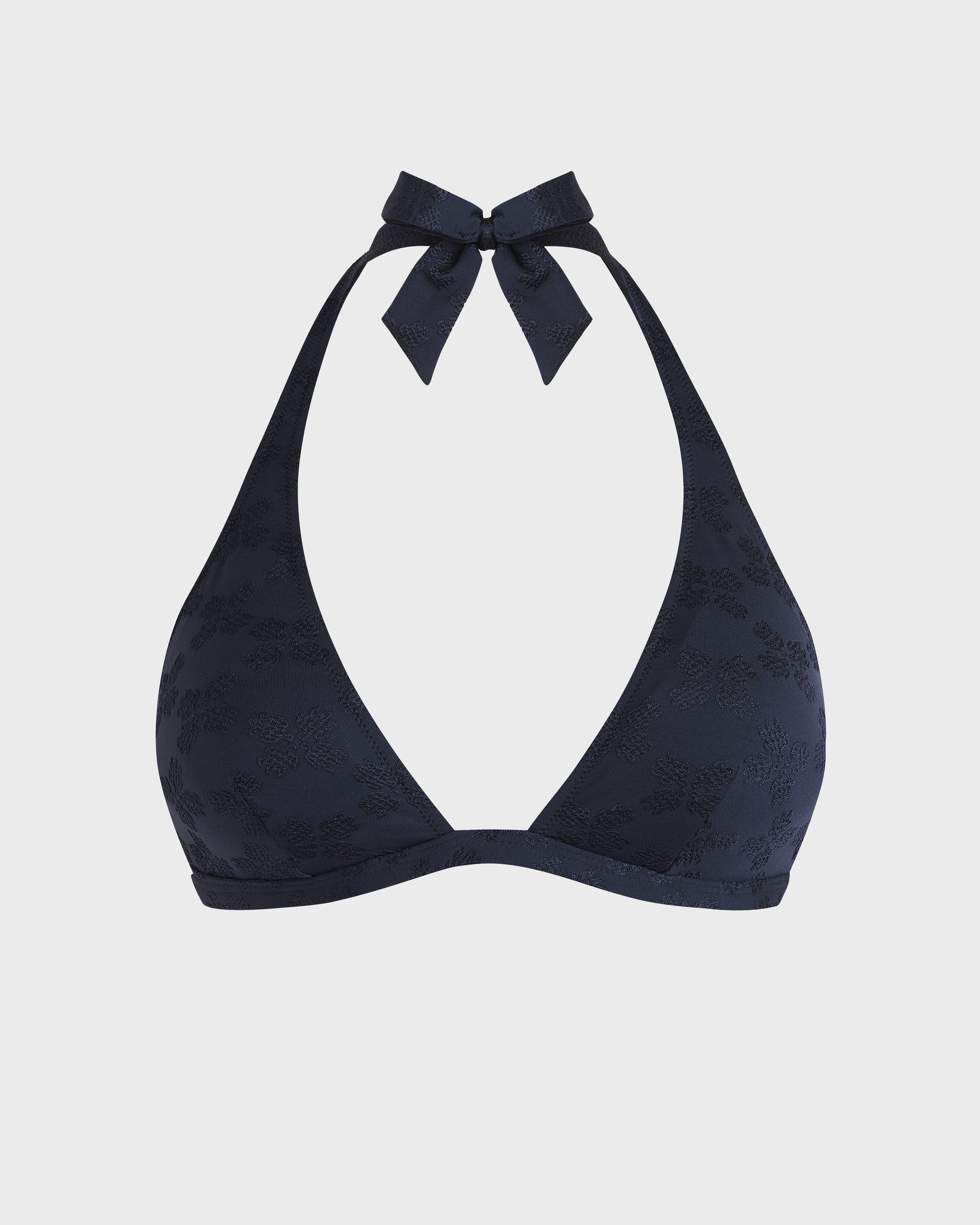Women Halter Bikini Top Turtle Monogram NAVY front view
