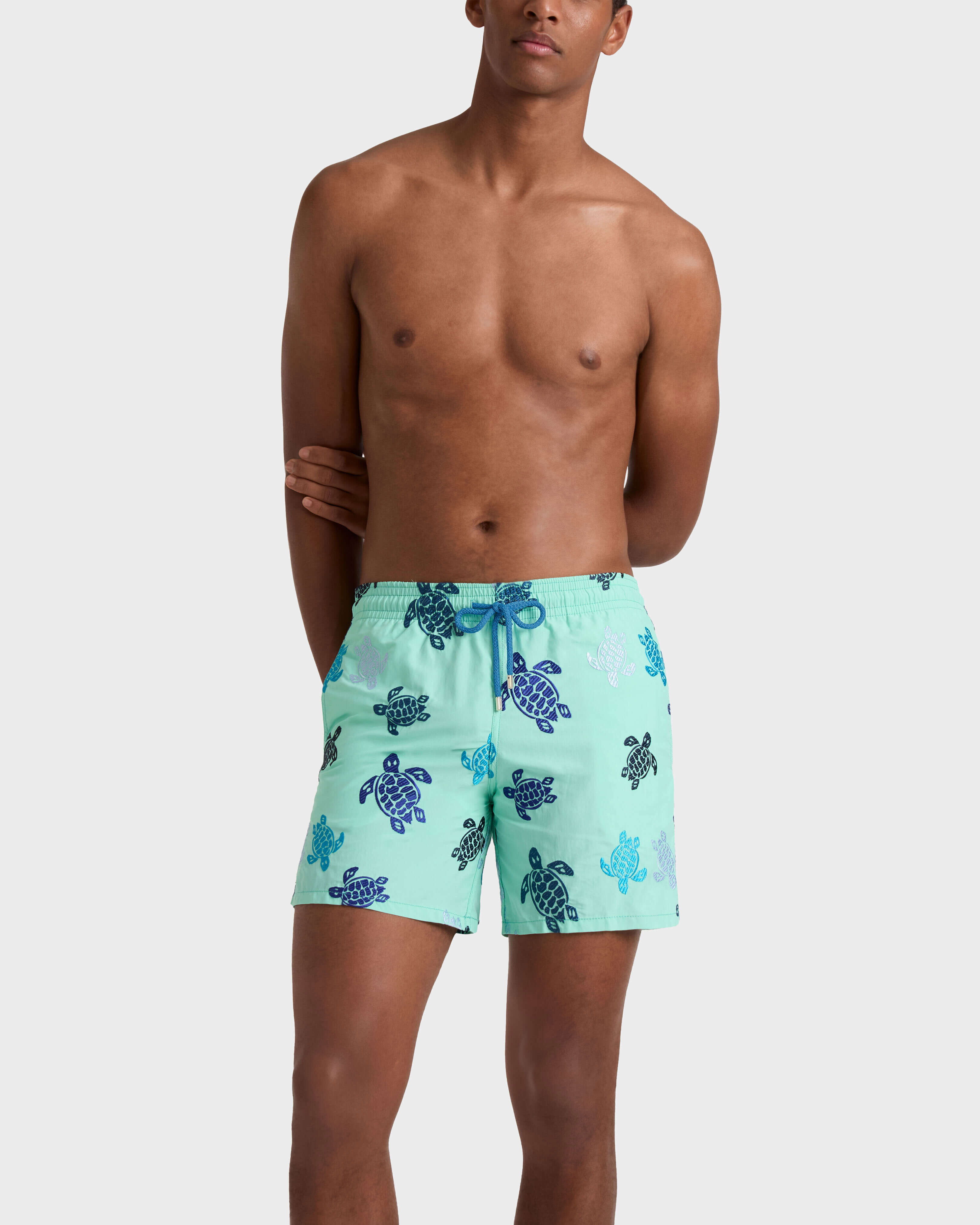 Pantaloncini mare uomo ricamati Ronde des Tortues  - Edizione limitata CARIBBEAN frontworn view