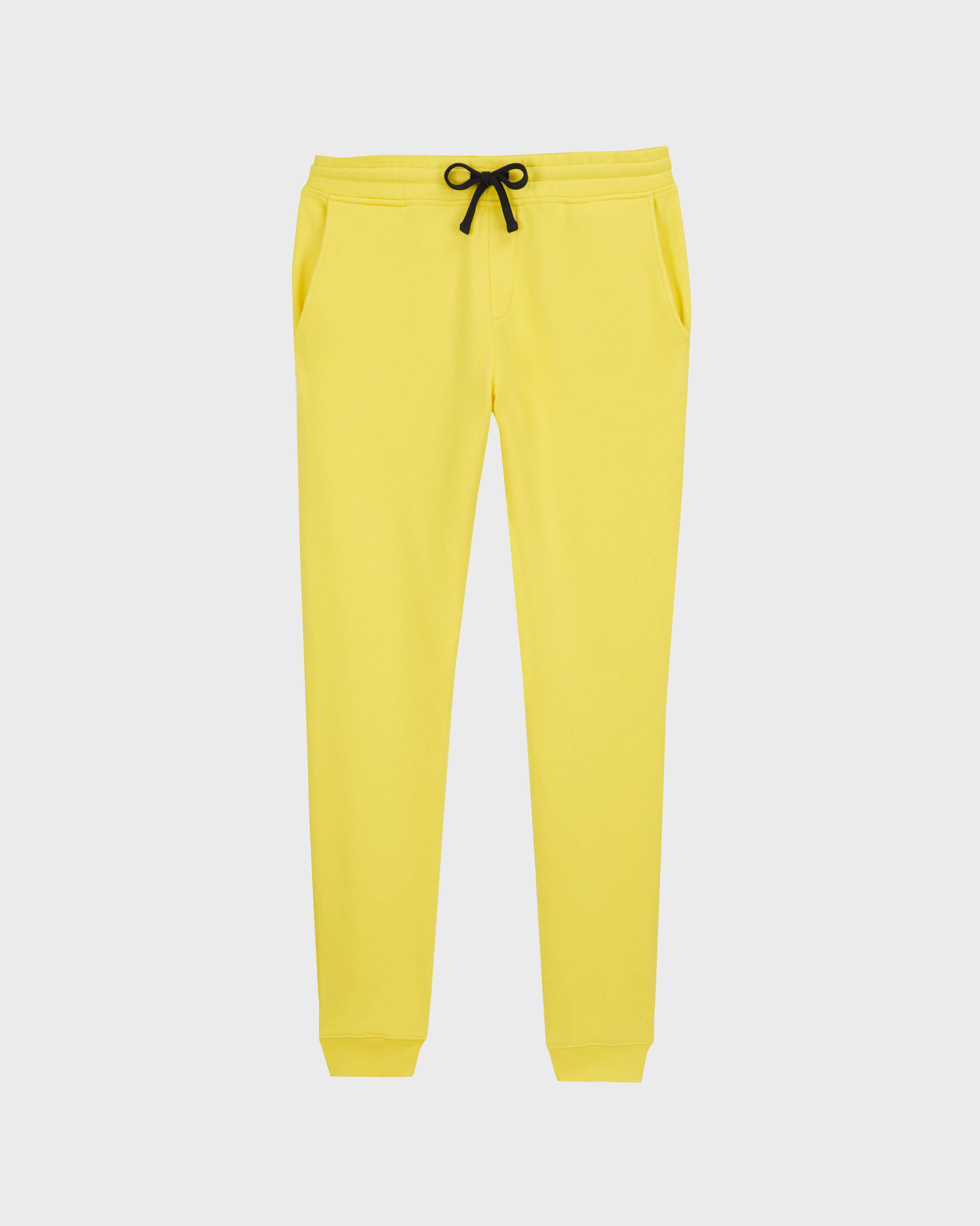Men Jogger Cotton Pants Solid LEMON front view
