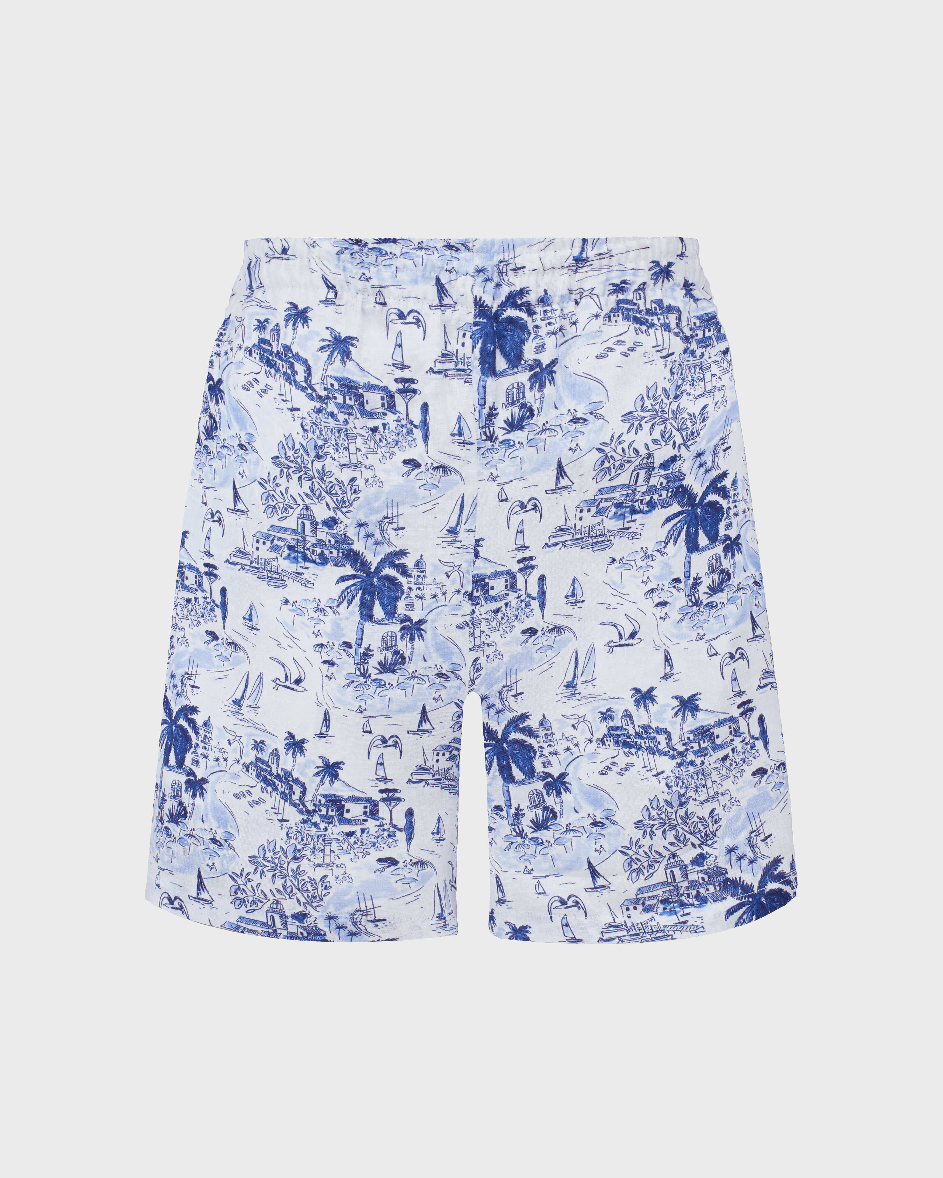 Bermudas de lino con estampado Riviera para mujer INK front view