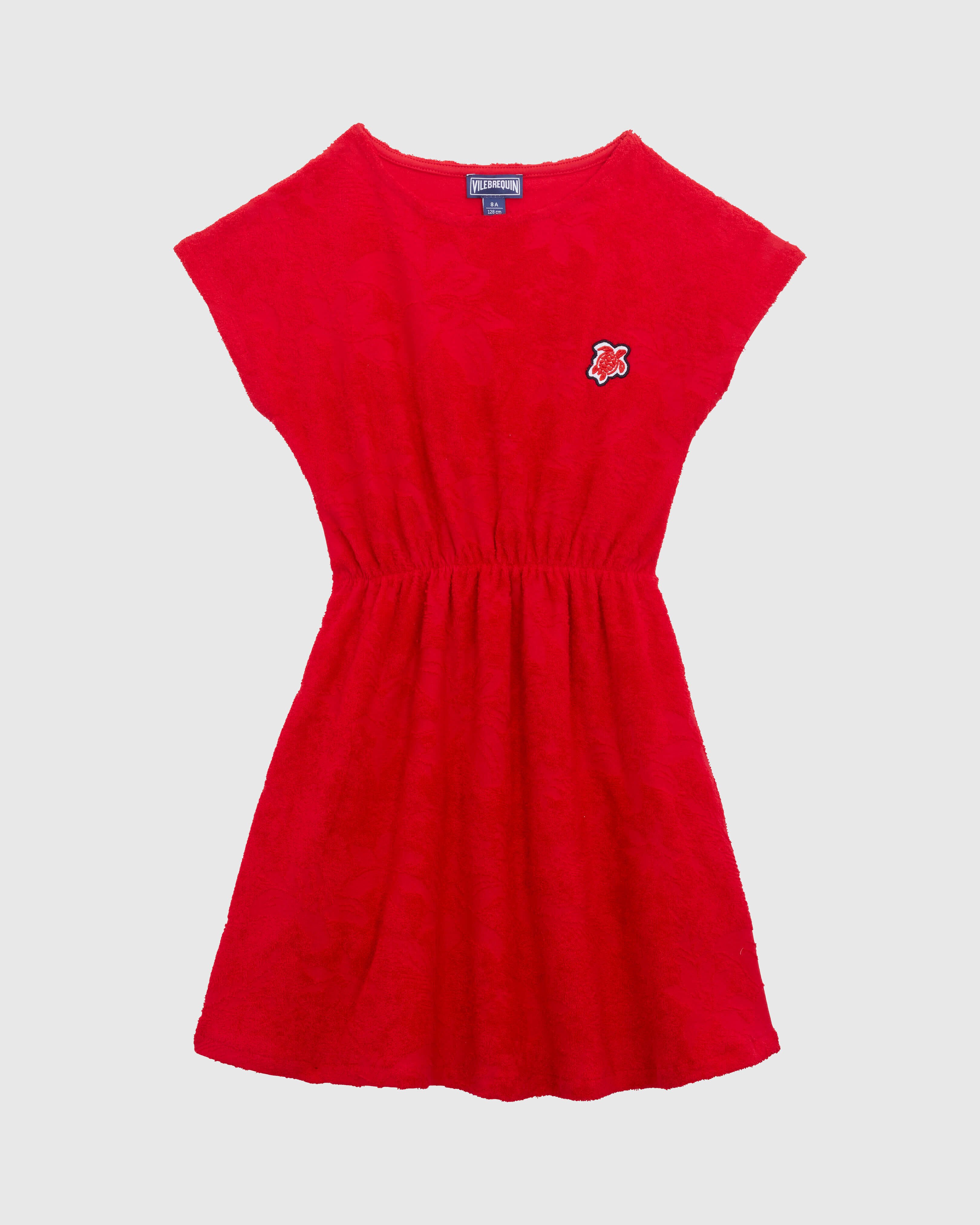 Girls Terry Dress Flower Power LIPSTICK front view