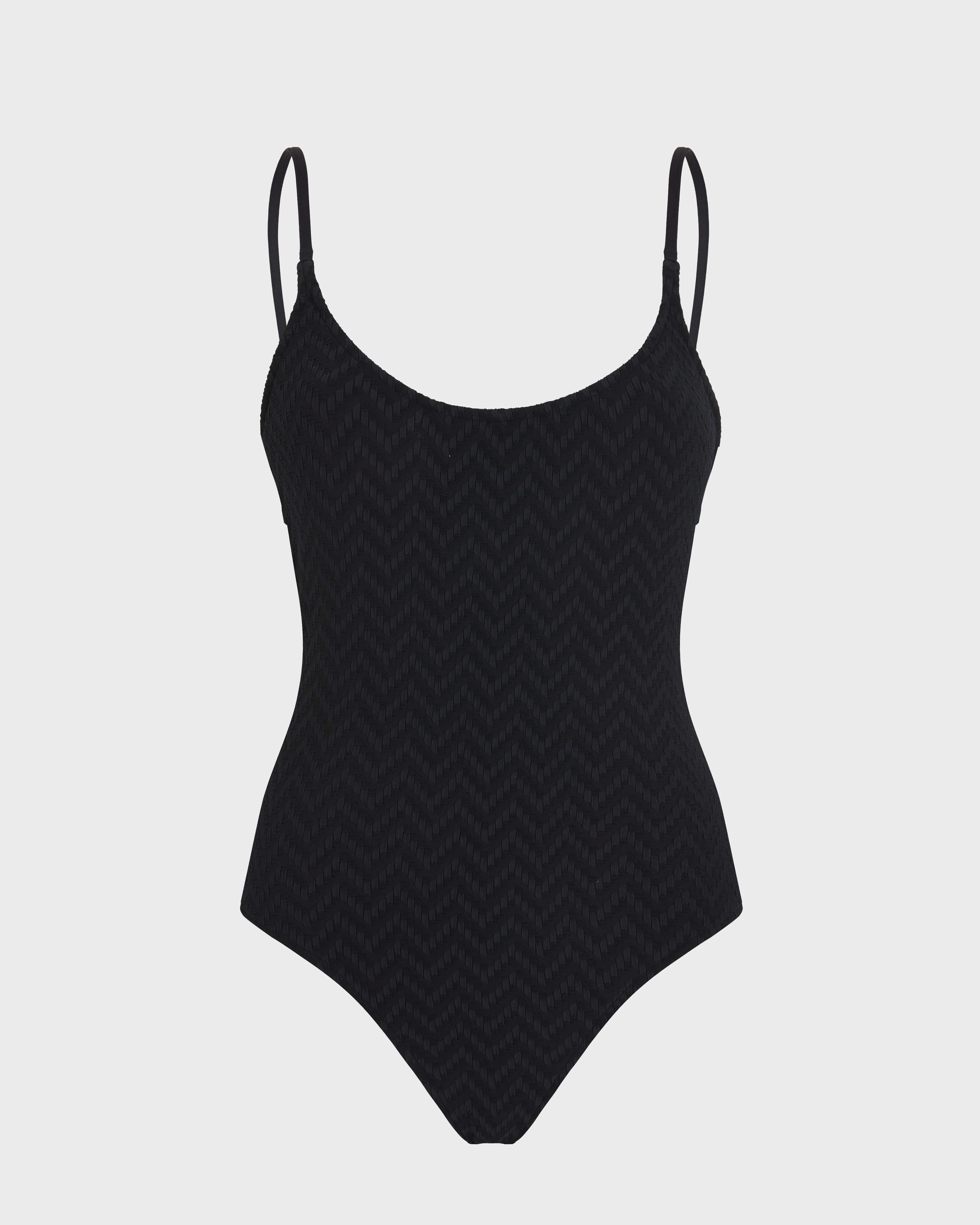 Costume intero donna Jacquard Chevron NERO front view