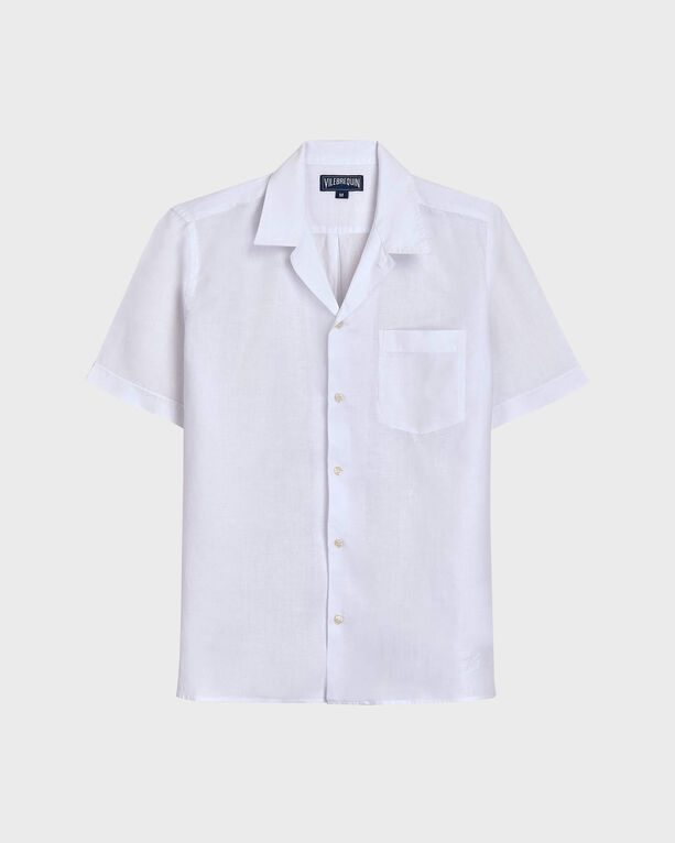 Vilebrequin - Men Bowling Linen Shirt Solid - Shirt - Charli - White - Size L