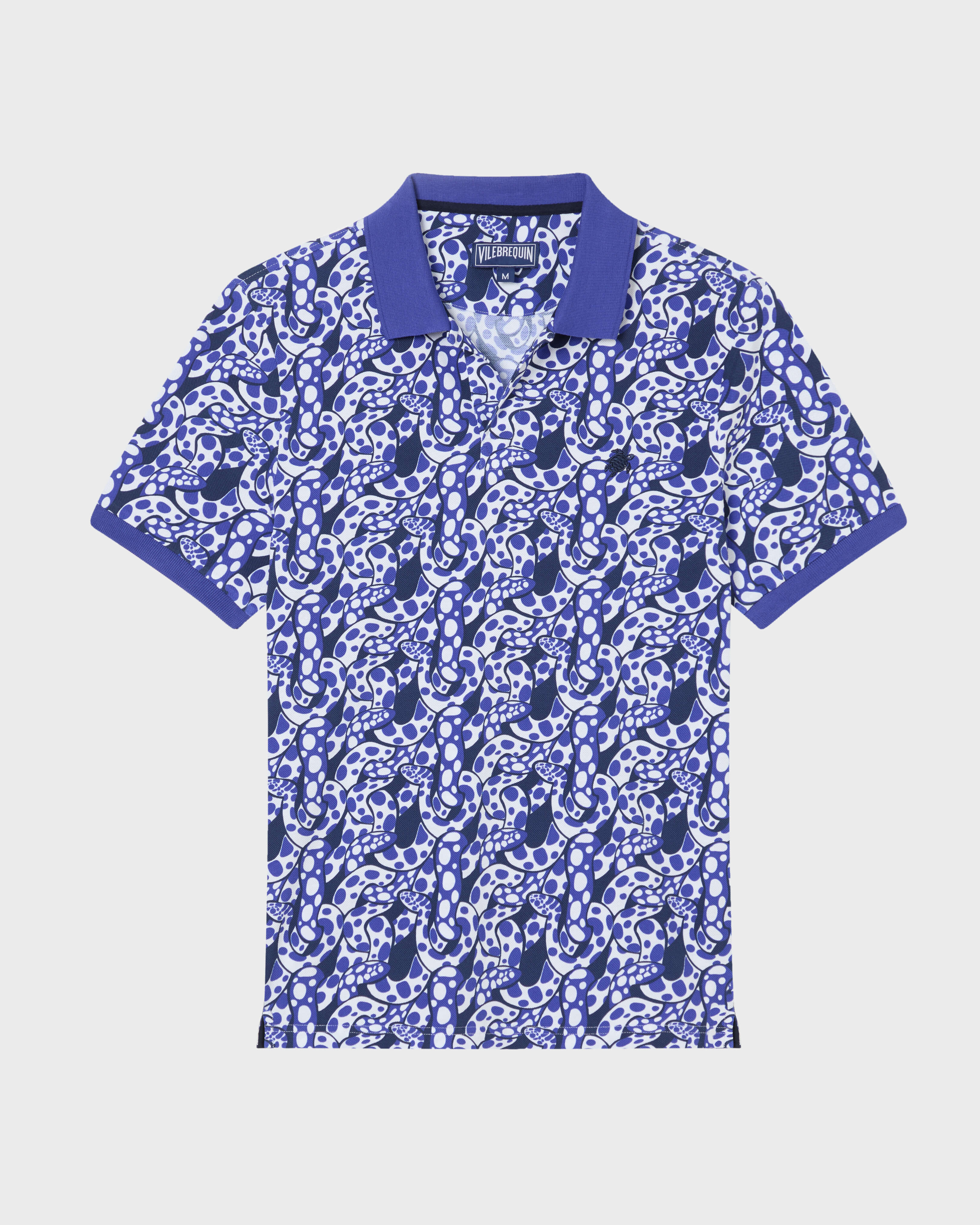 Men Organic Cotton Pique Polo Drymobius INK front view