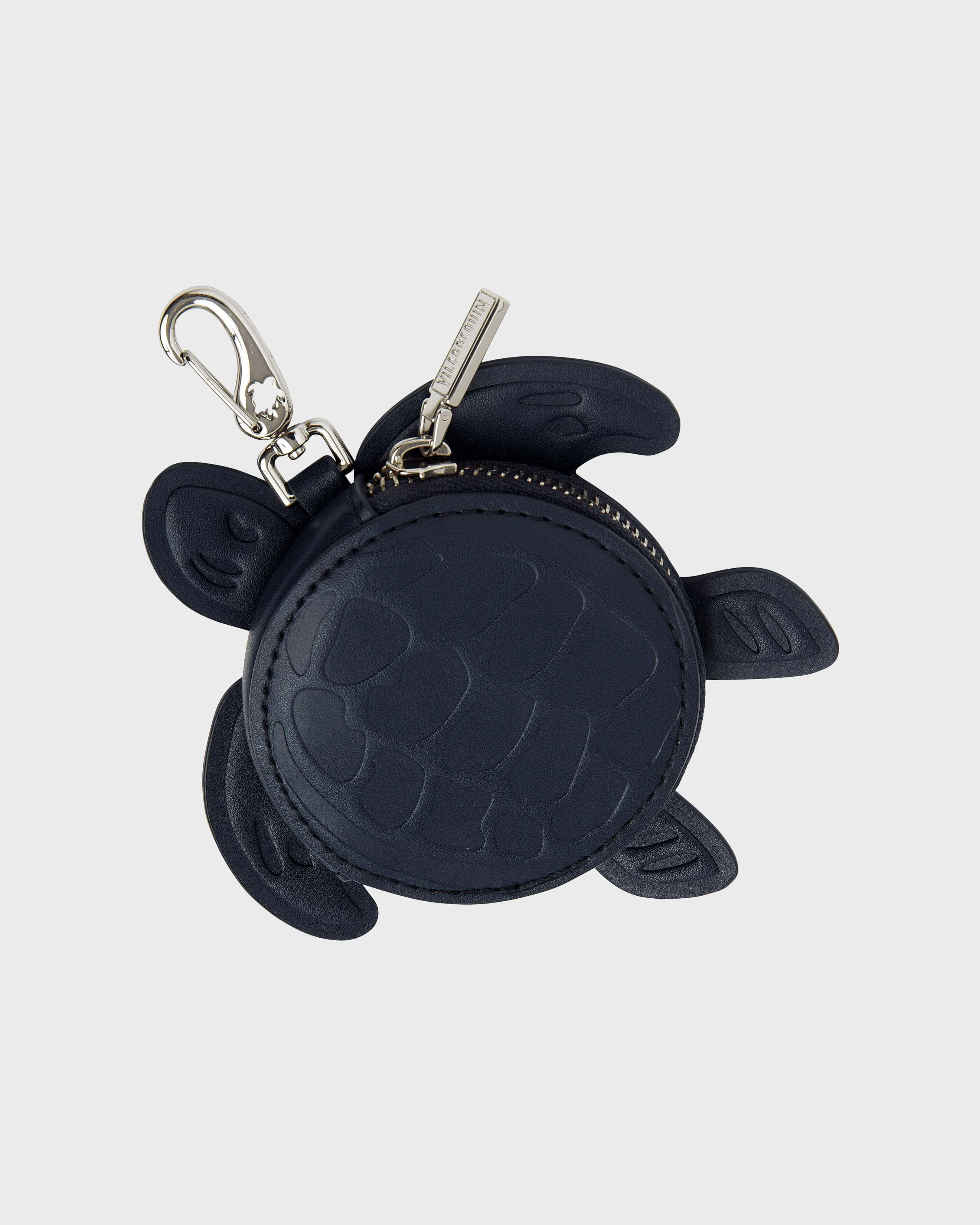 Porte monnaie tortue en cuir BLEU MARINE front view