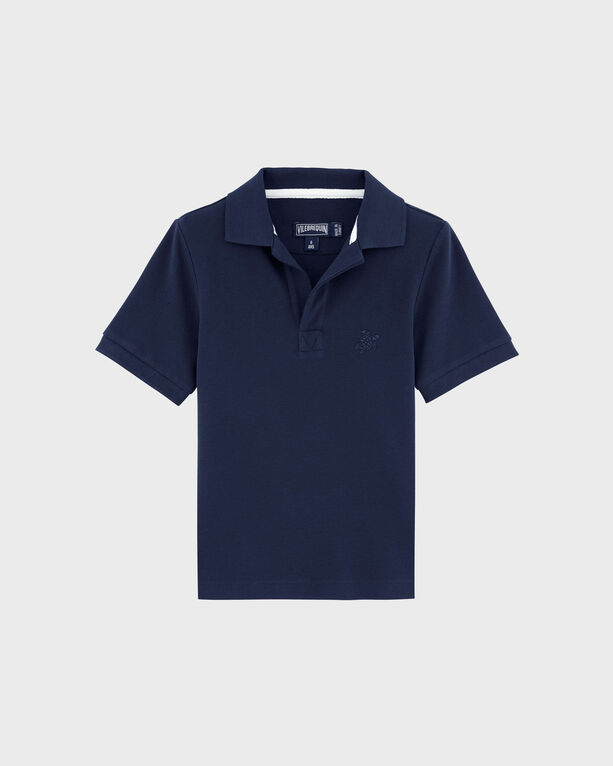 Vilebrequin - Cotton Pique Boys Polo Shirt Solid - Polo - Pantin - Blue - Size 6