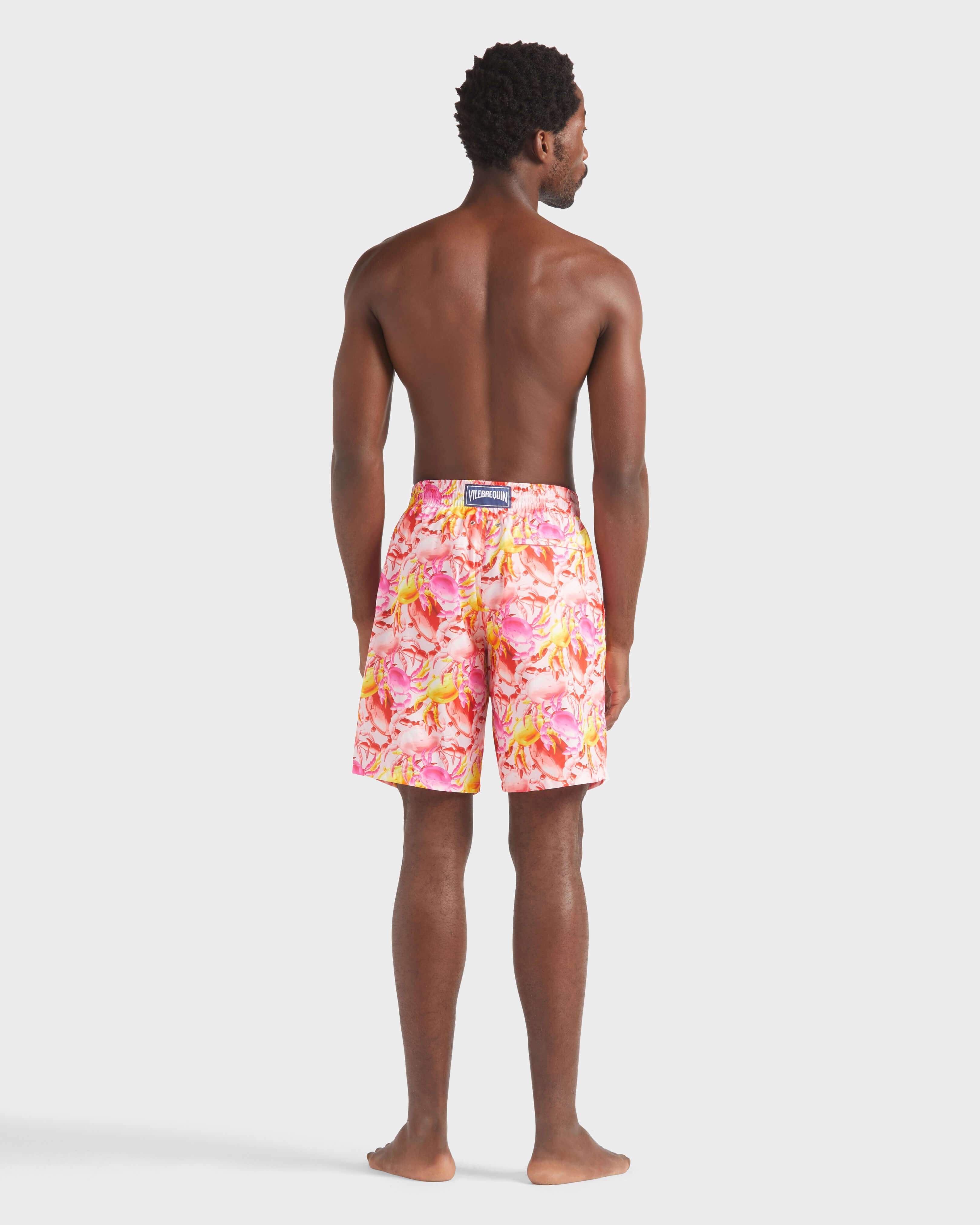 Men Ultra-Light and Packable Swim trunks Crab Balloonss PEONY backworn view