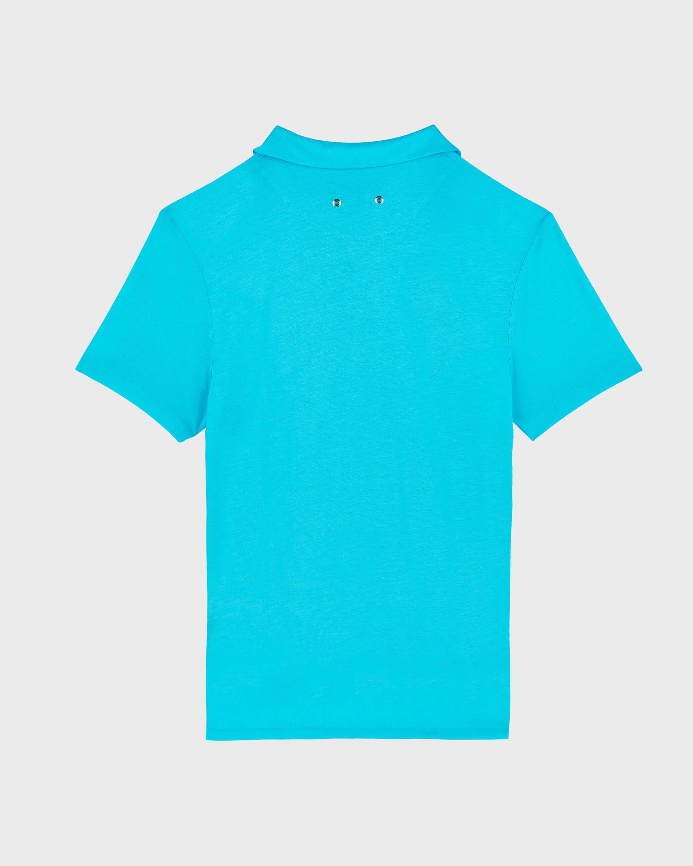 Men Tencel Polo Shirt Solid HORIZON back view