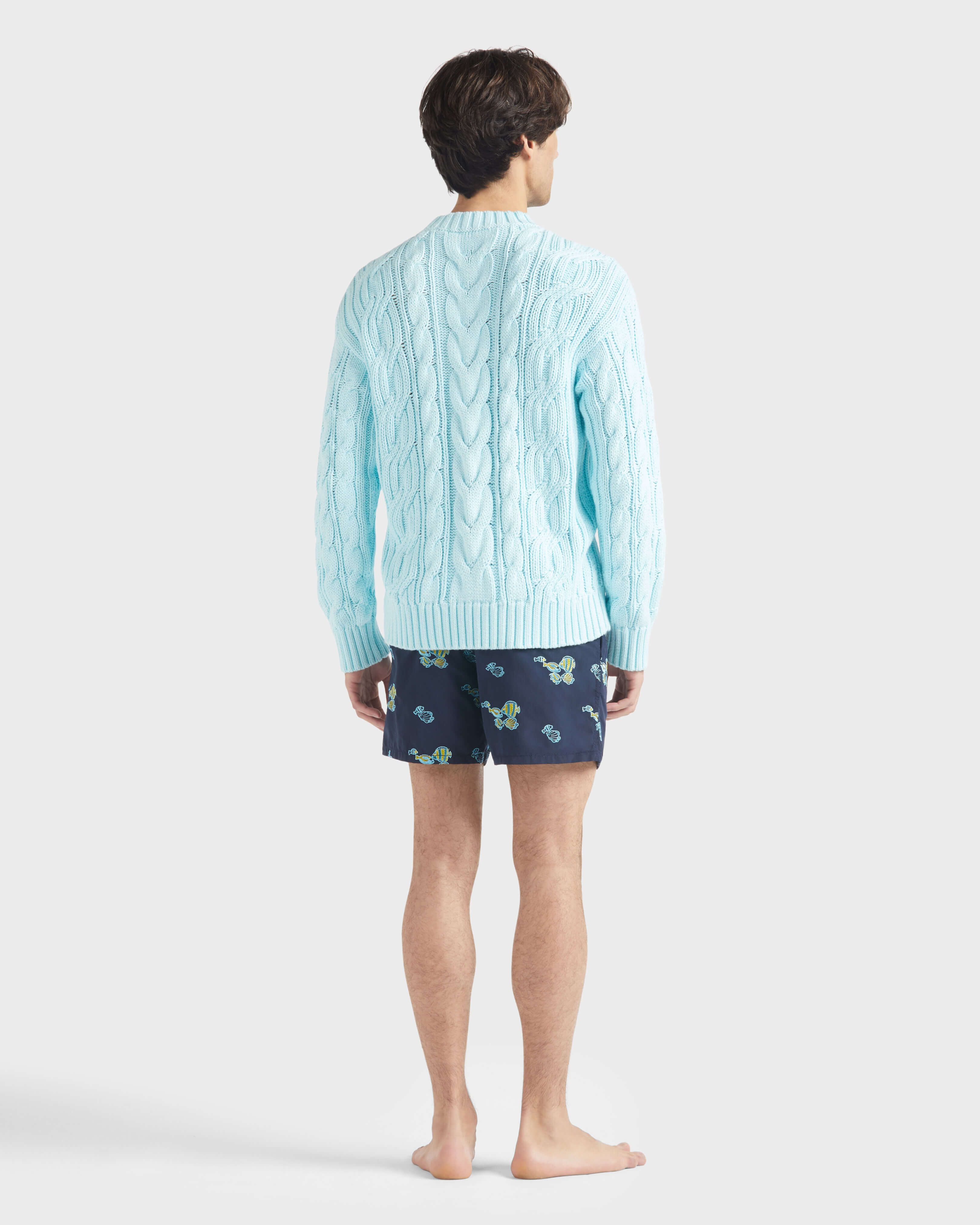 Men Cable-Knit Cotton Sweater THALASSA backworn view