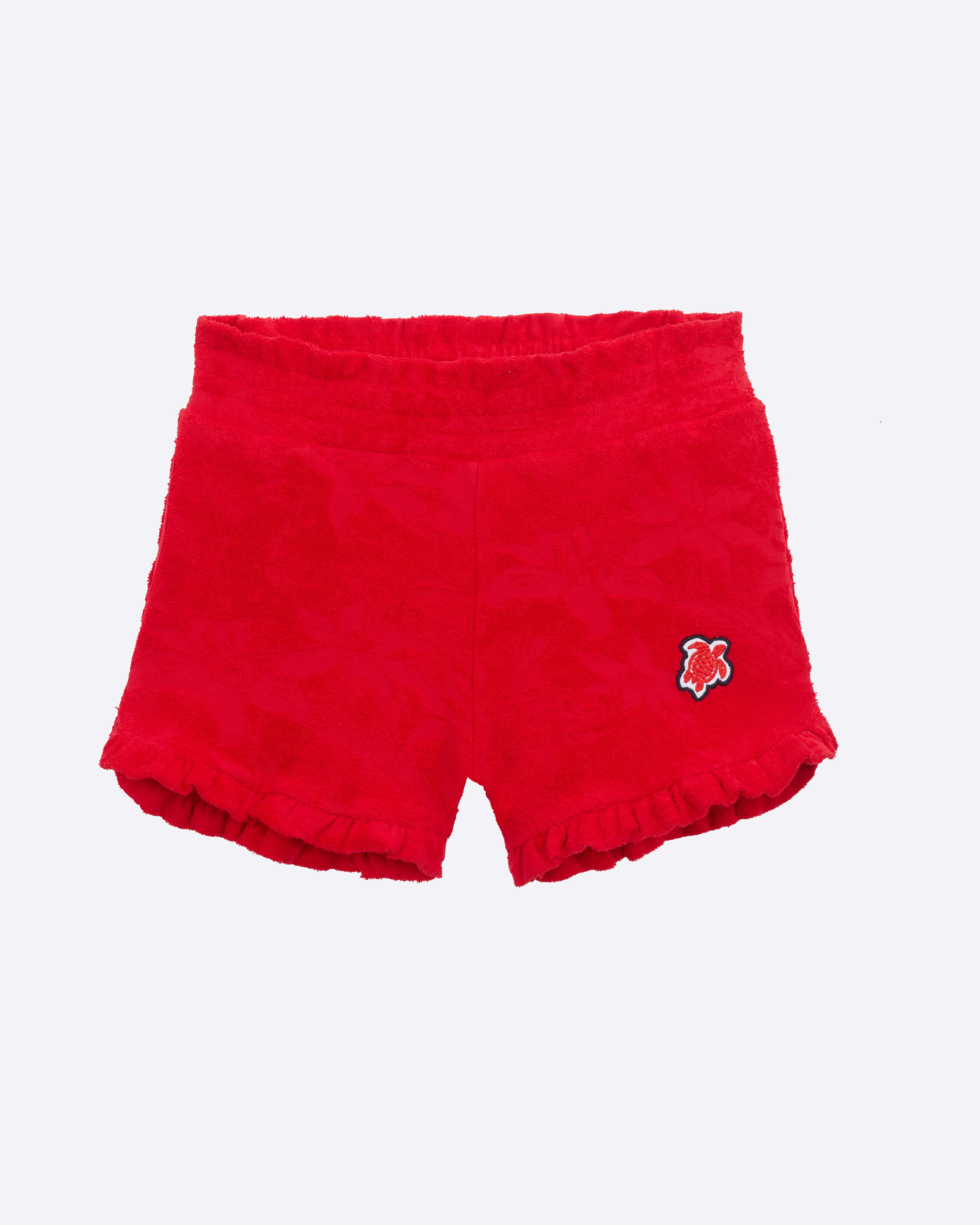 Girls Terry Shorts Jacquard Flower Power LIPSTICK front view