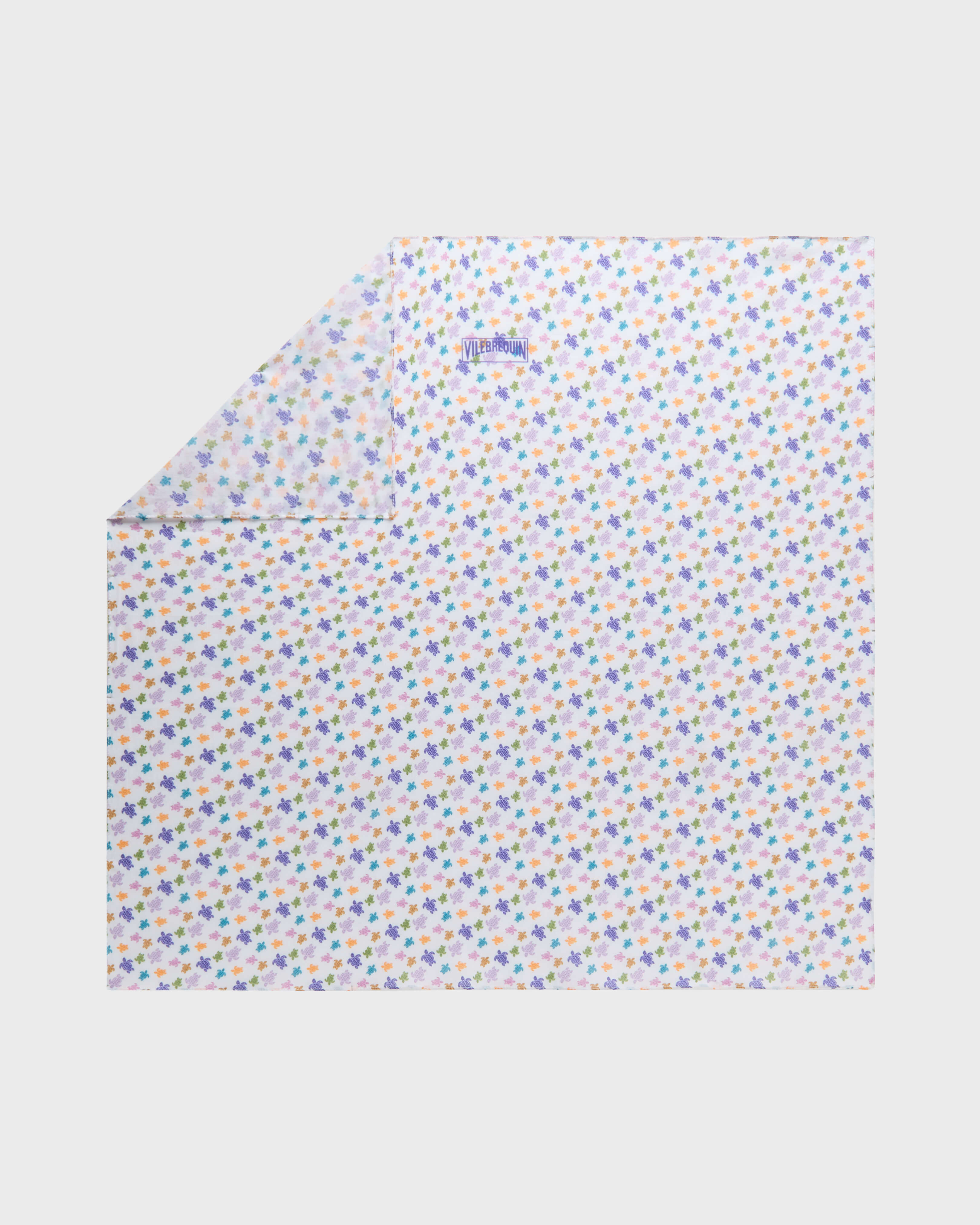 Pañuelo de gasa de algodón con estampado Micro Ronde des Tortues BLANCO front view