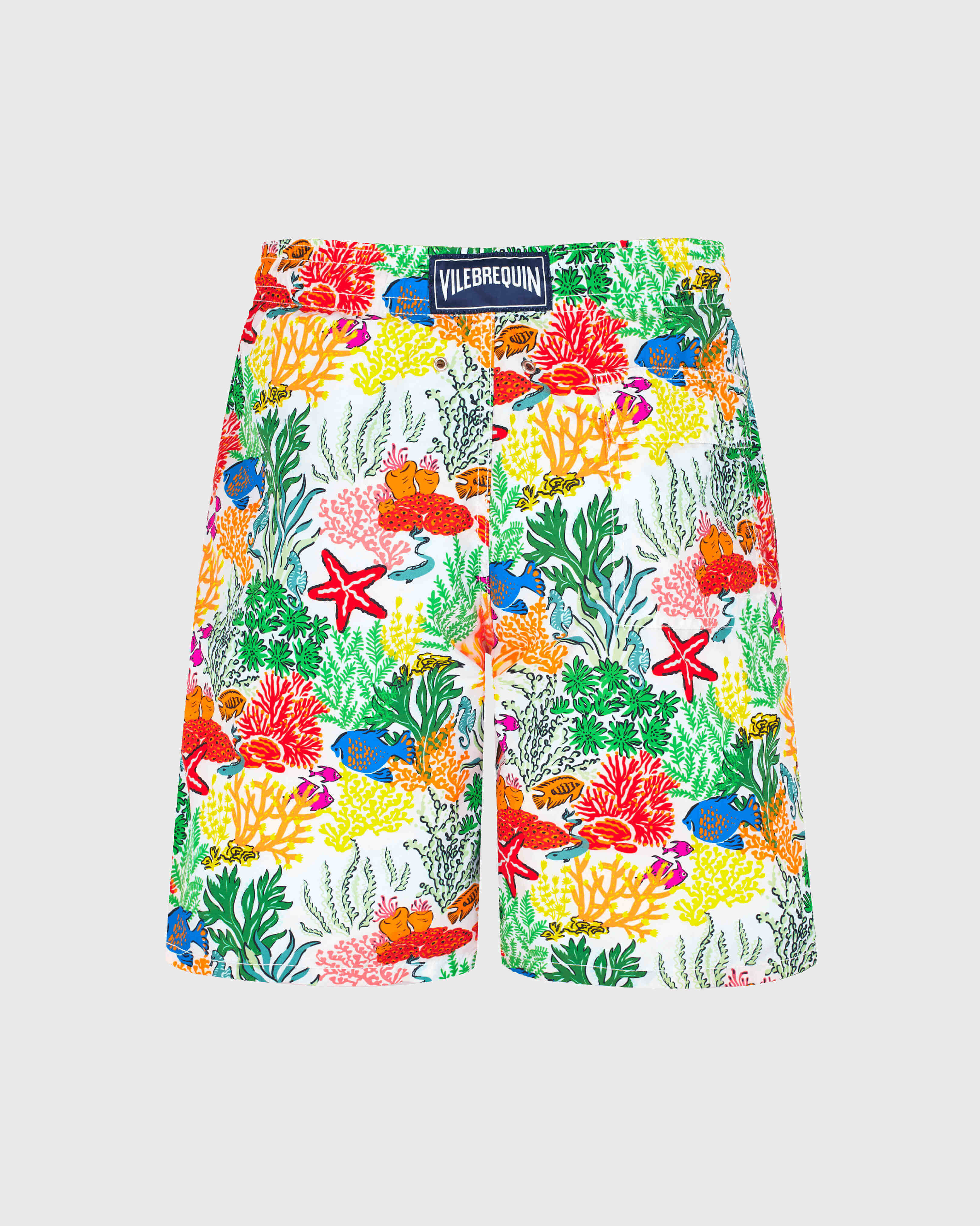 Maillot de bain long homme Fond Marins Multicolores BLANC back view