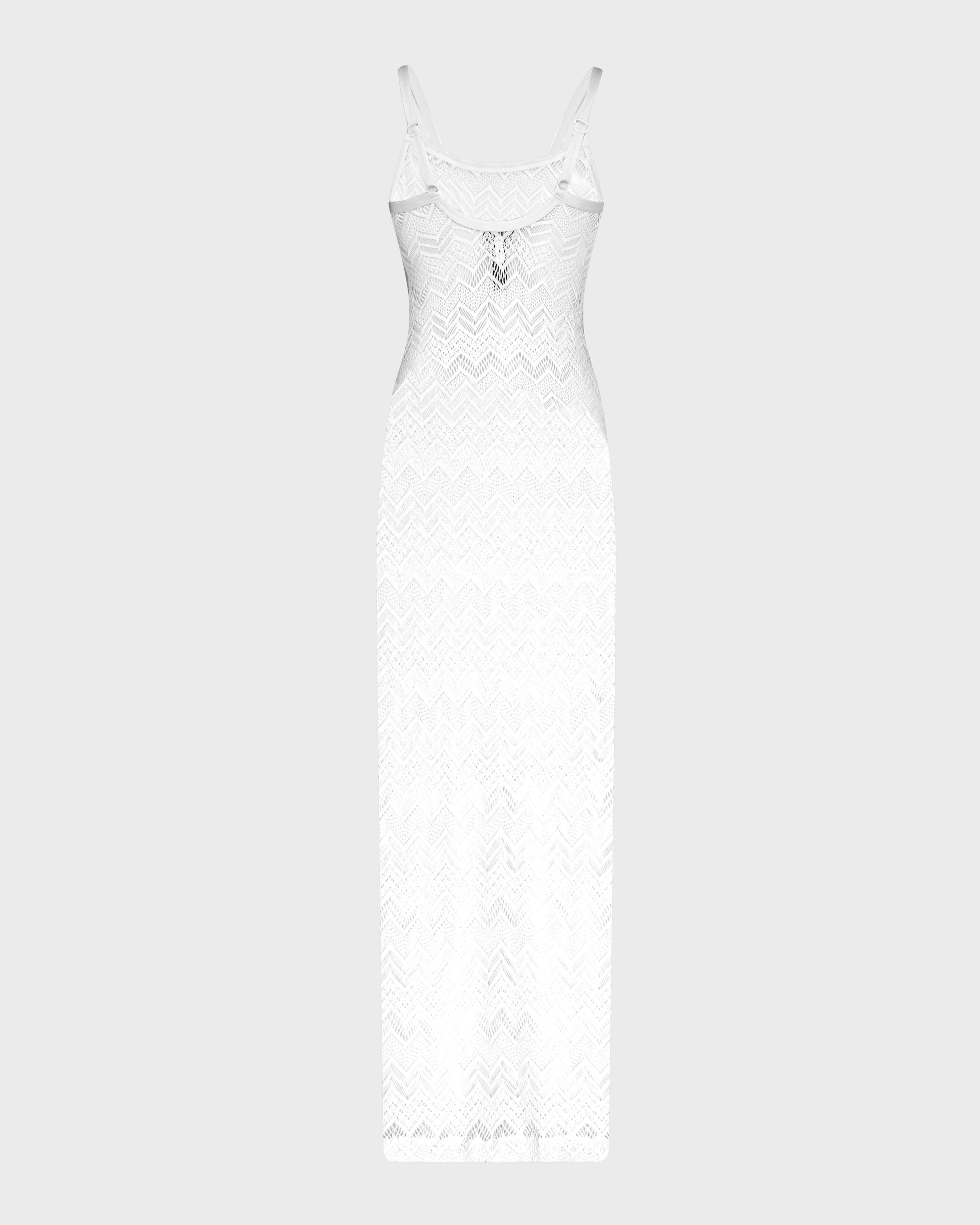 Vestito lungo donna in mesh OFF WHITE back view