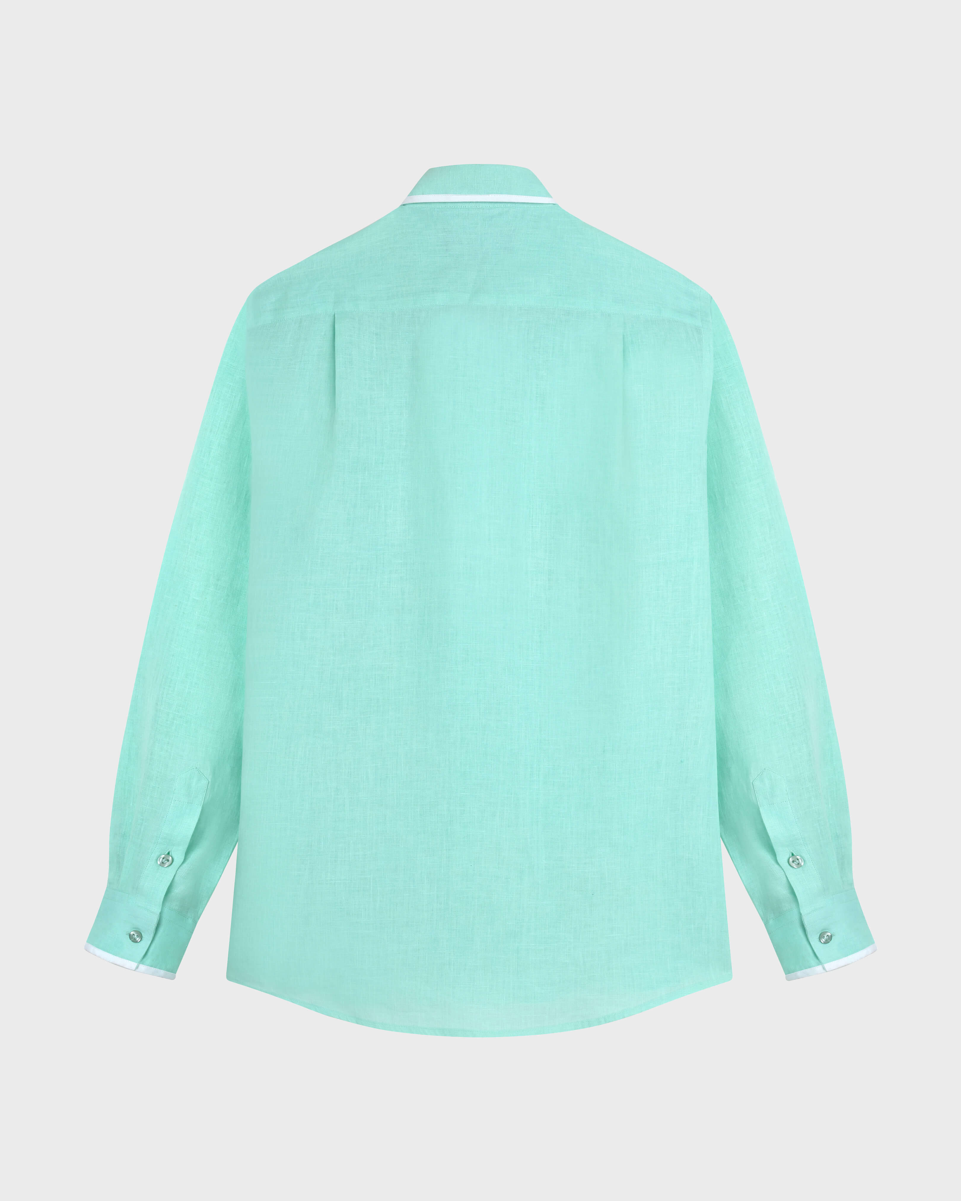 Men Linen Shirt Solid CARIBBEAN back view