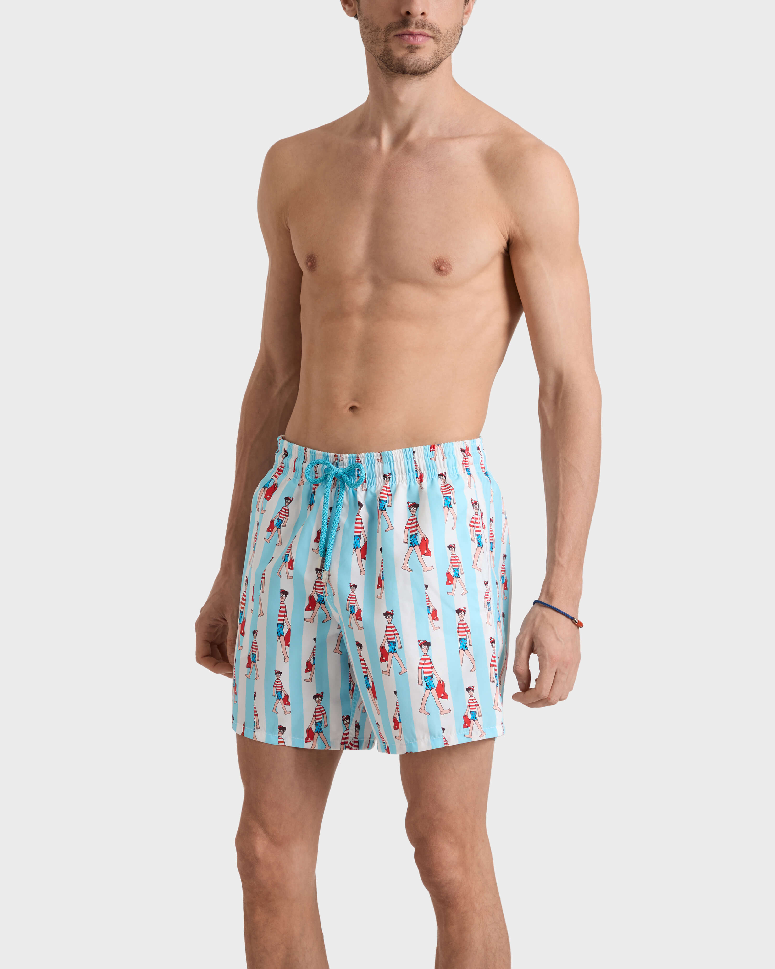 Stripes Wo ist Walter? Badeshorts für Herren – Vilebrequin x Wo ist Walter? WEISS frontworn view