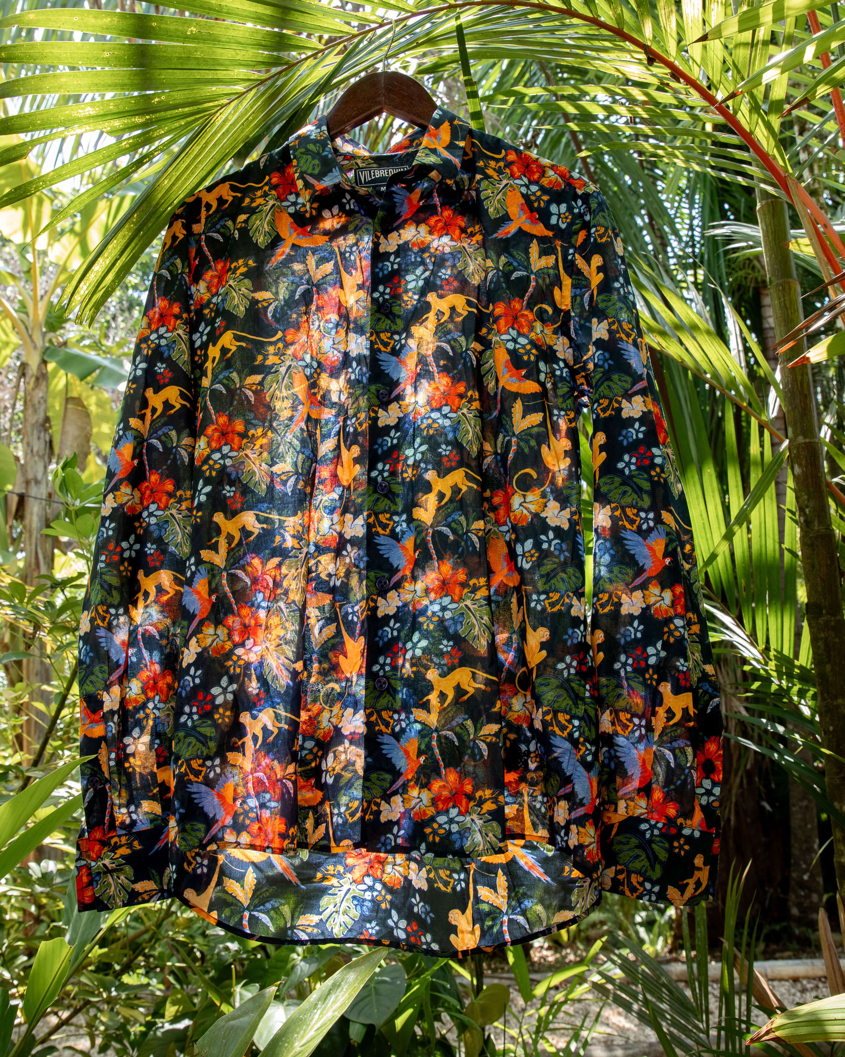 Camisa de gasa de algodón con estampado Salvador para hombre AZUL MARINO override view