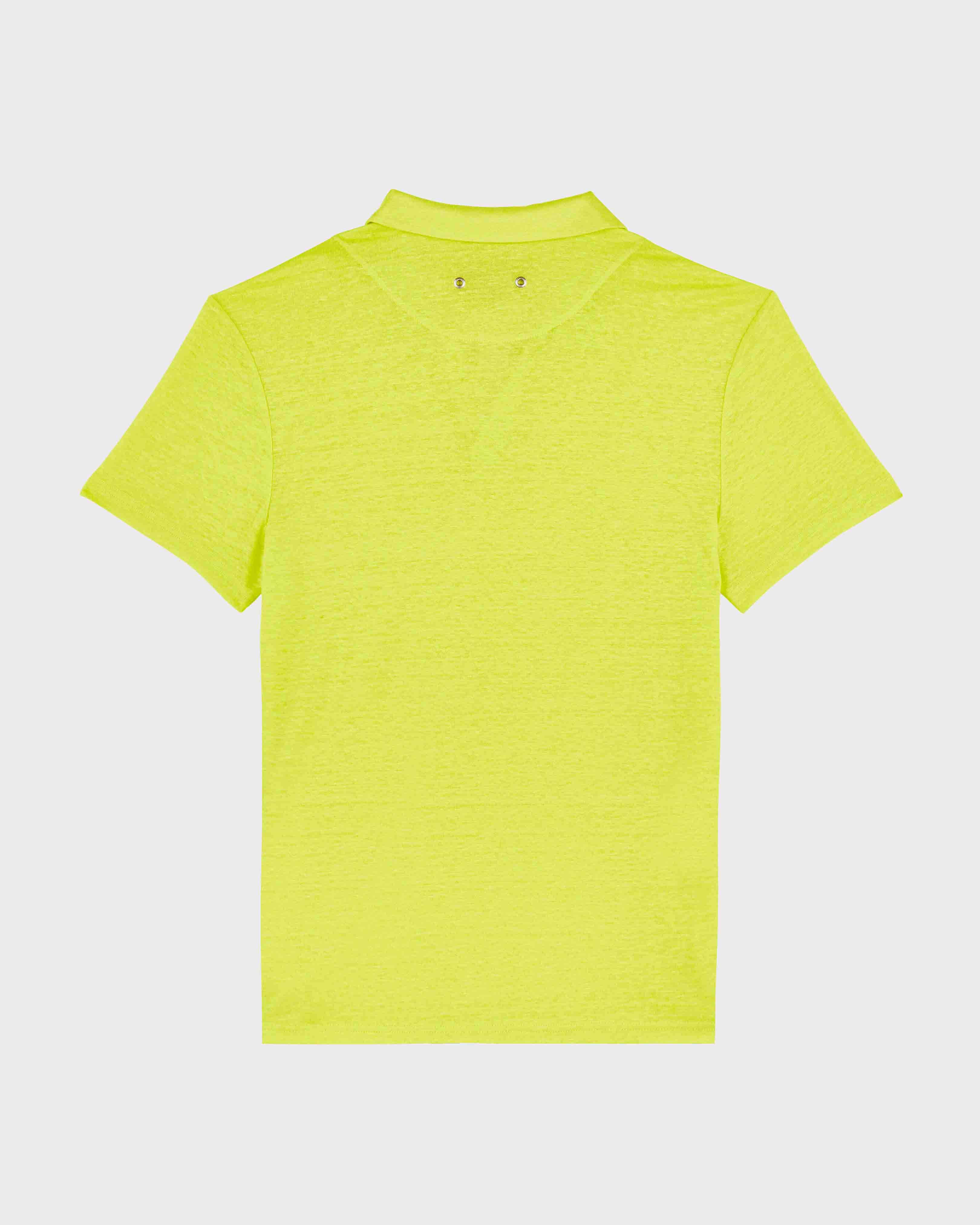 Men Linen Jersey Polo Shirt Solid GINGER back view
