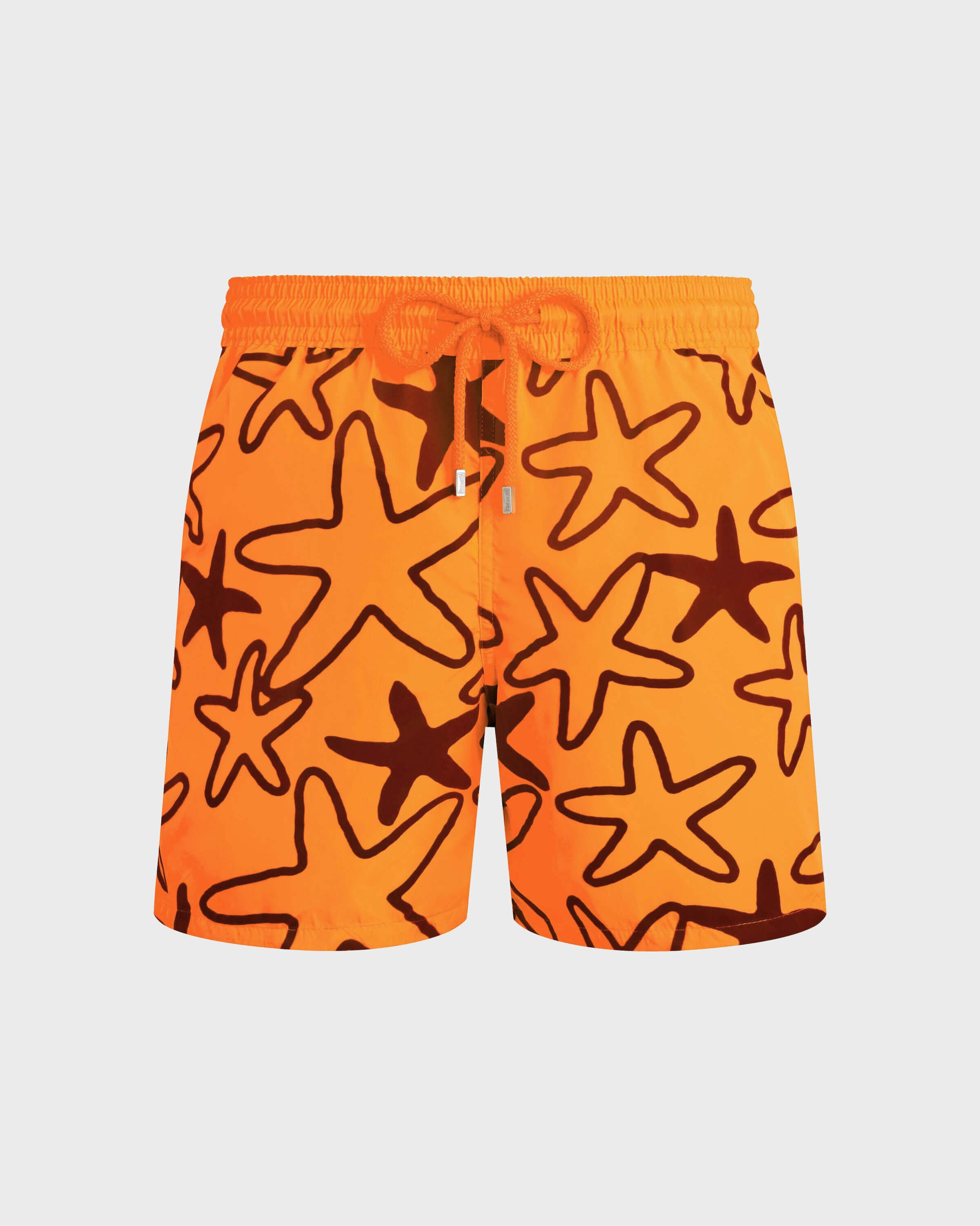 Men Ultra-light and packable Swim Shorts Flocked Starlettes FLUO FIRE front view