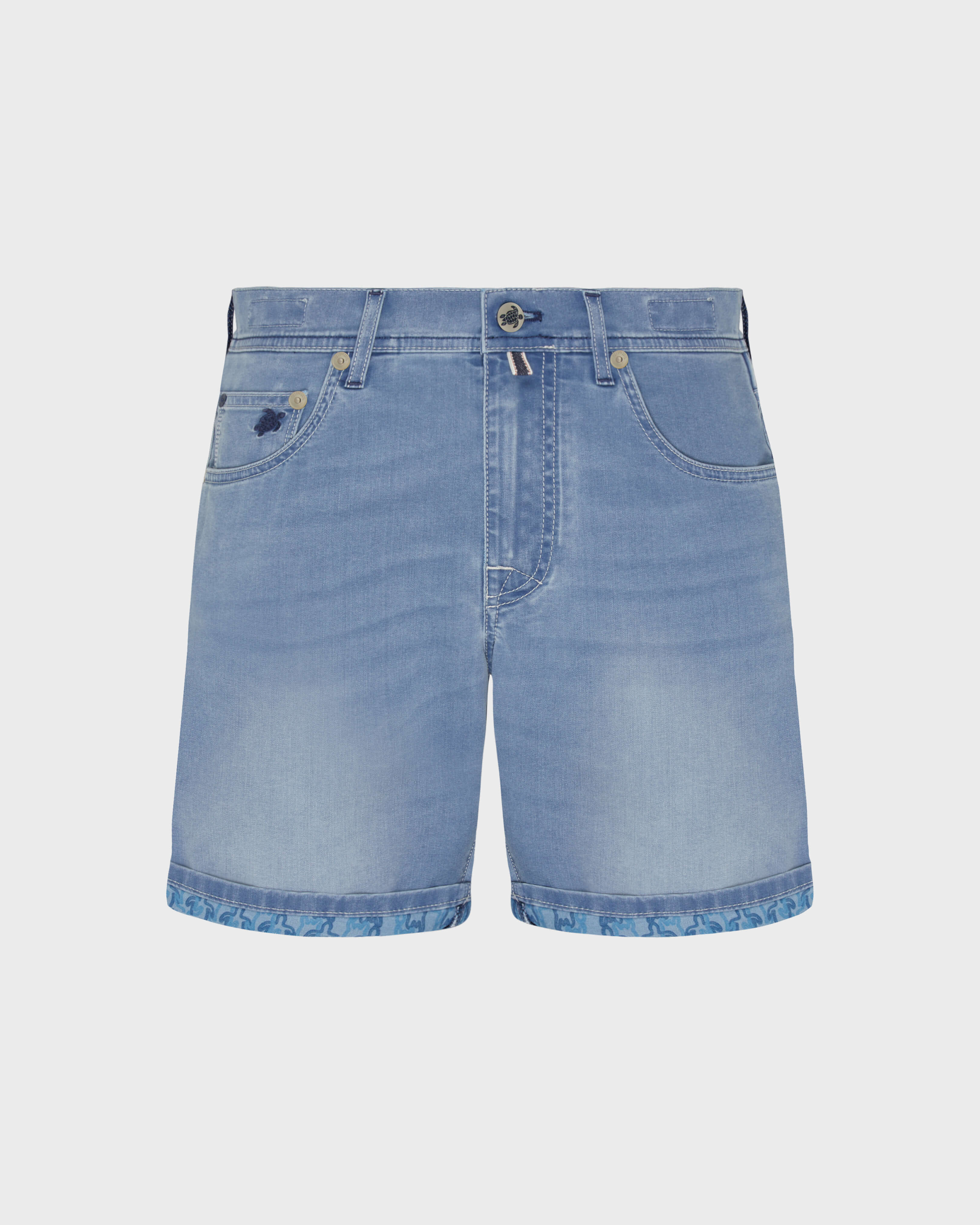 Men Denim Bermuda Shorts Turtles Net LIGHT DENIM W3 front view