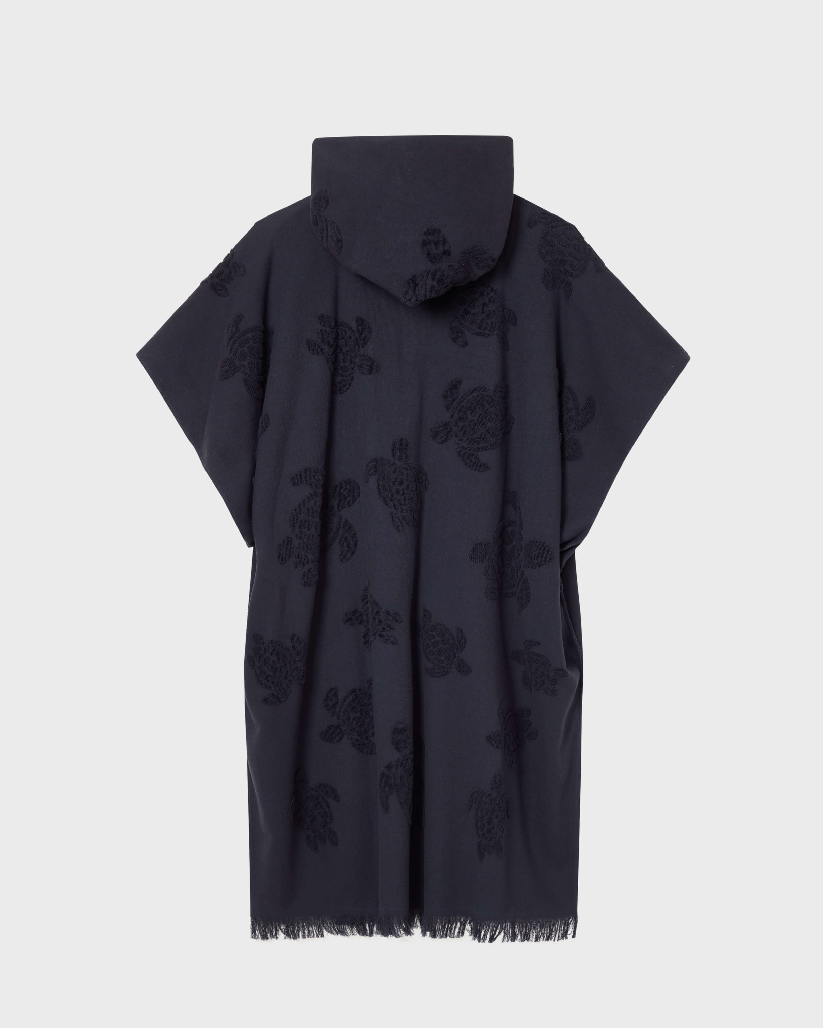 Unisex Cotton poncho Ronde des Tortues NAVY back view