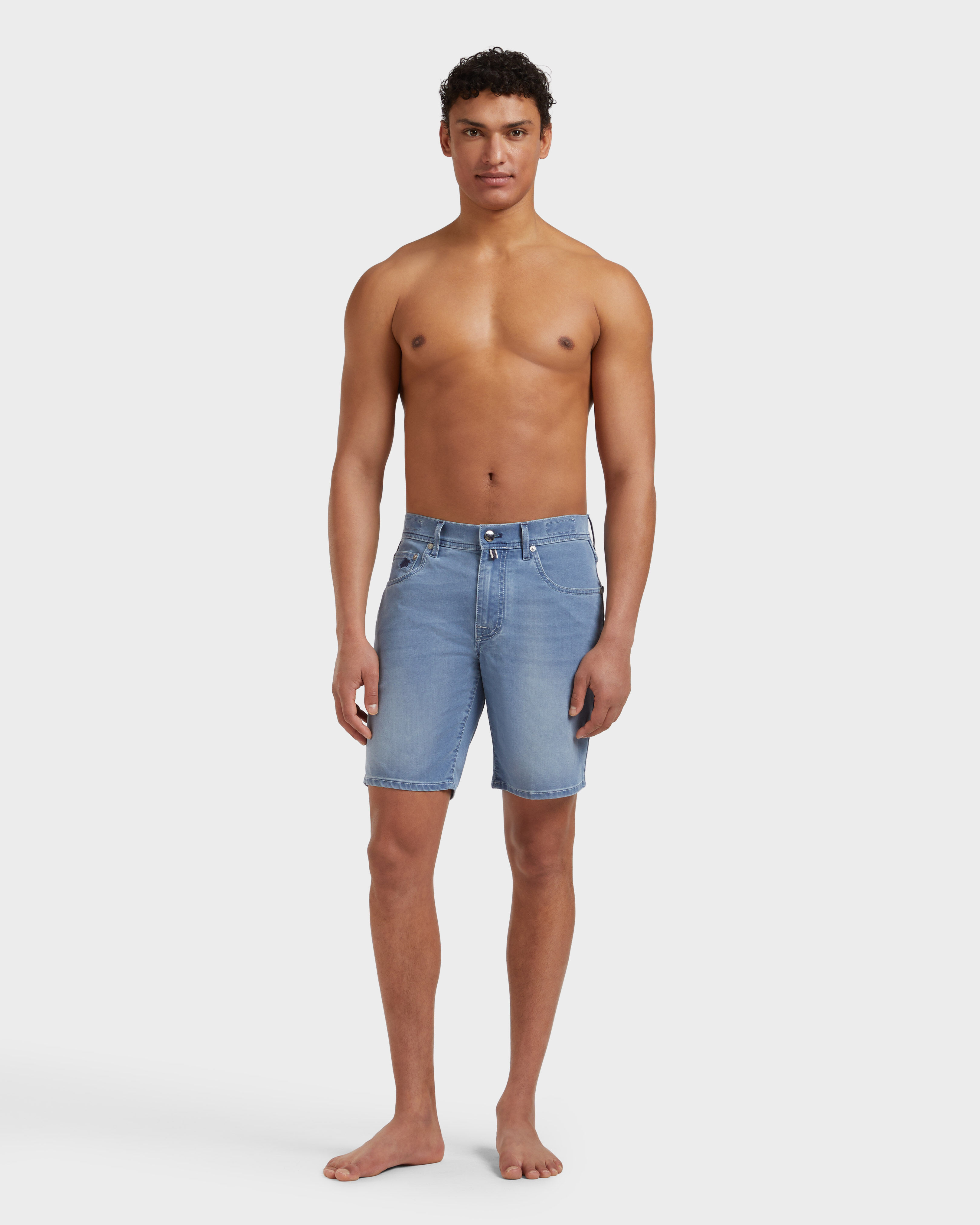 Men Denim Bermuda Shorts Turtles Net LIGHT DENIM W3 frontworn view