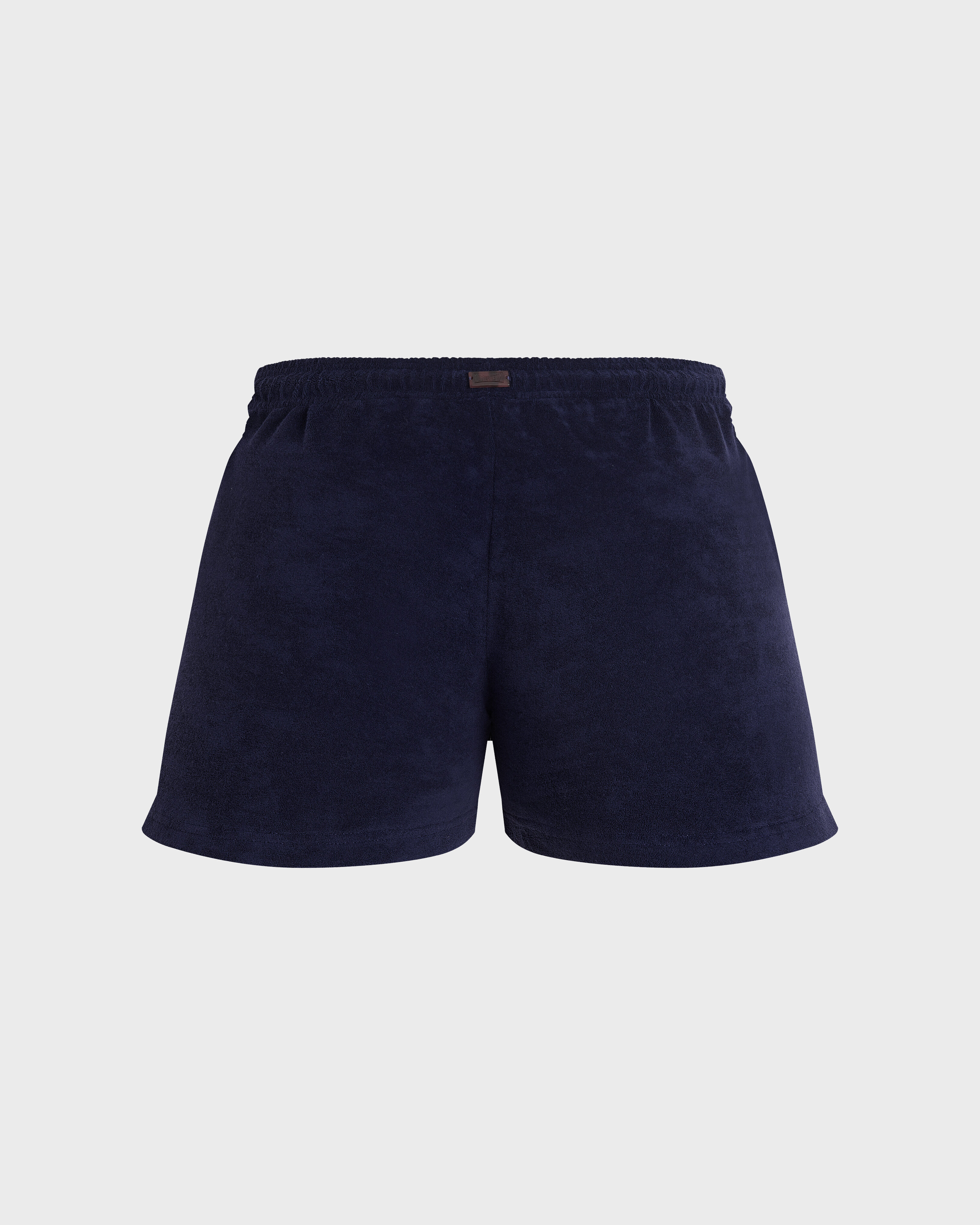 Women Terry Shorts Solid NAVY back view
