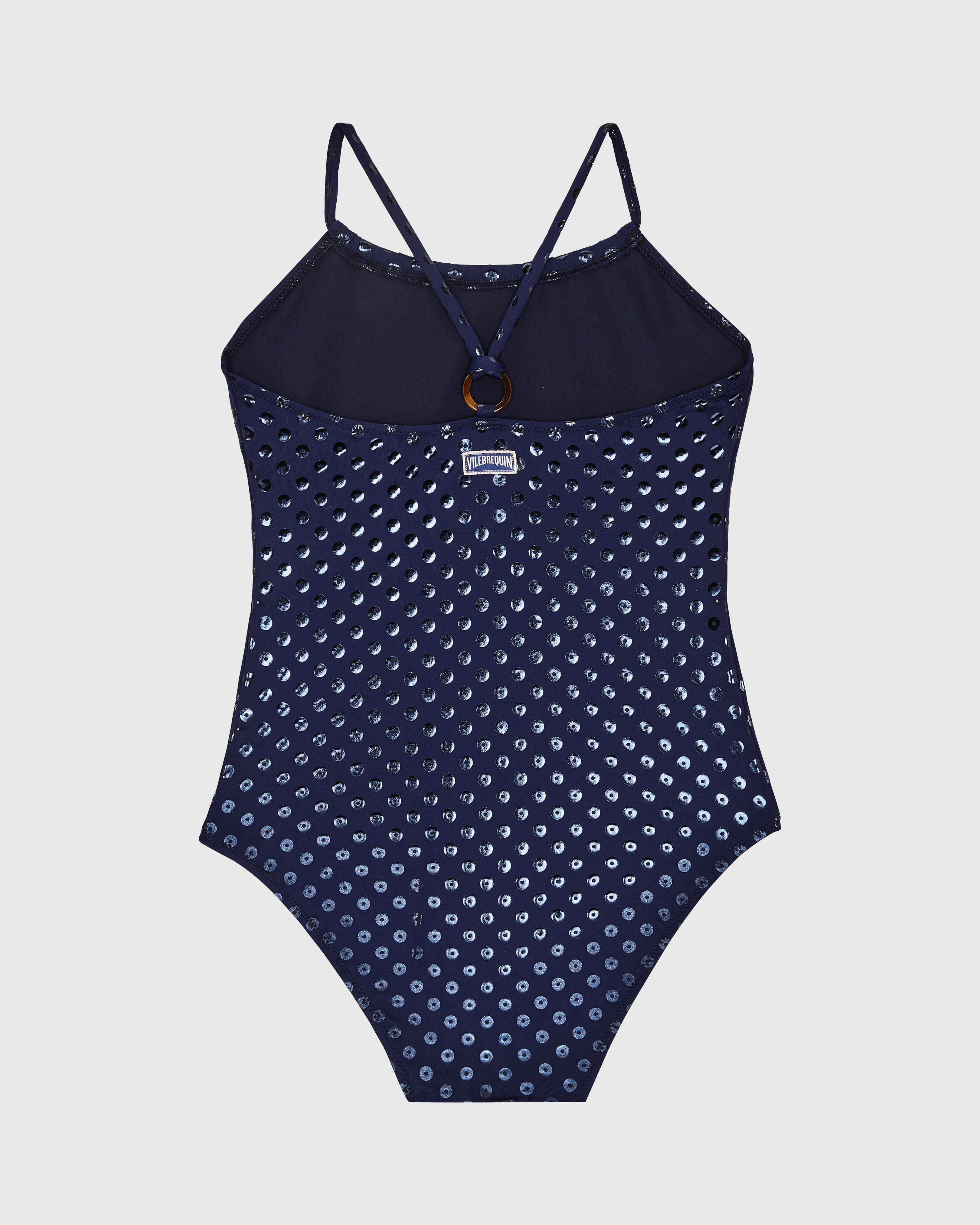 Girls One-piece Swimsuit Relief Sparkling NAVY back view