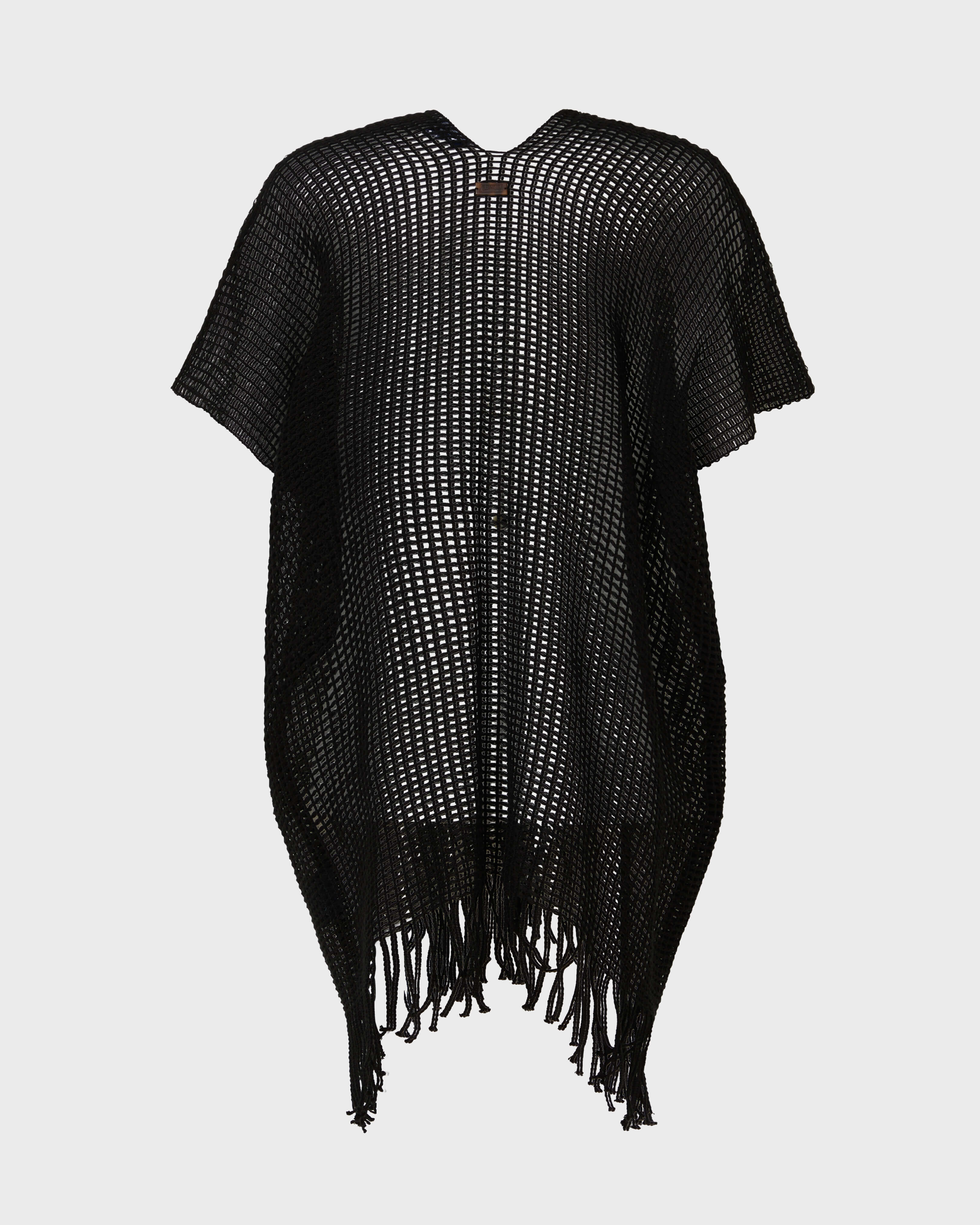 Túnica de rejilla para mujer NEGRO back view