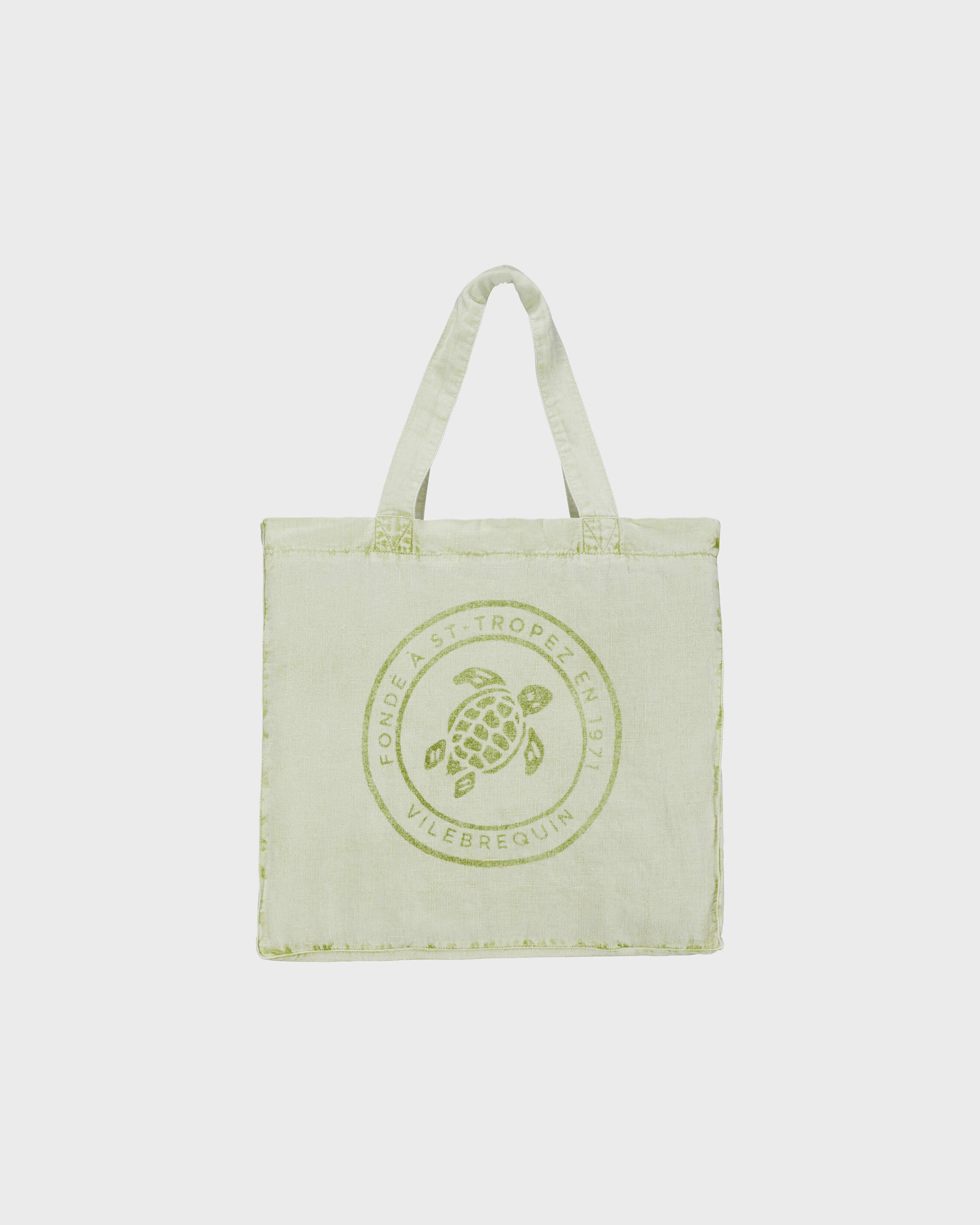 Linen Beach Bag Bag Mineral Dye LEMONGRASS front view