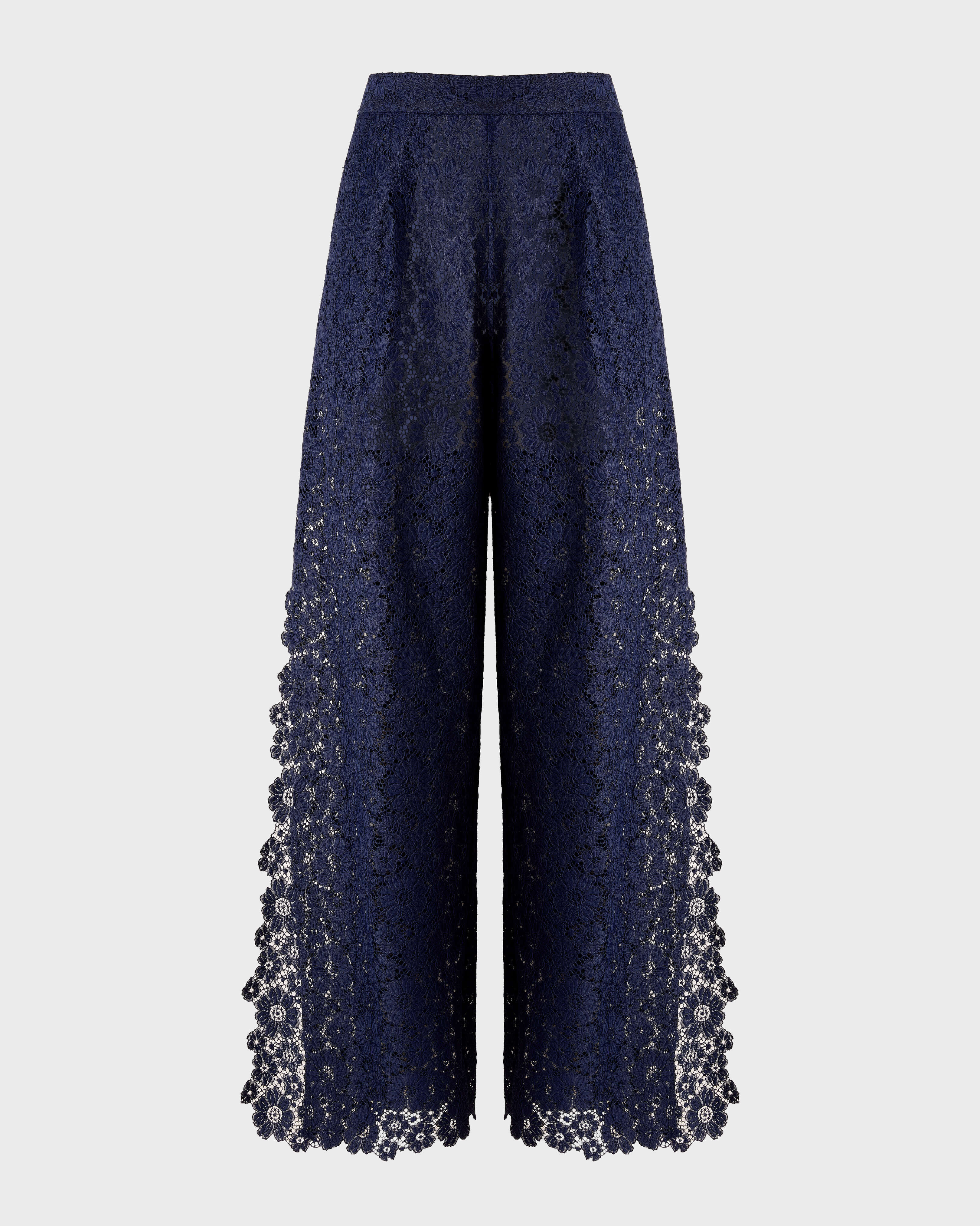 Pantalón de encaje floral para mujer AZUL MARINO front view