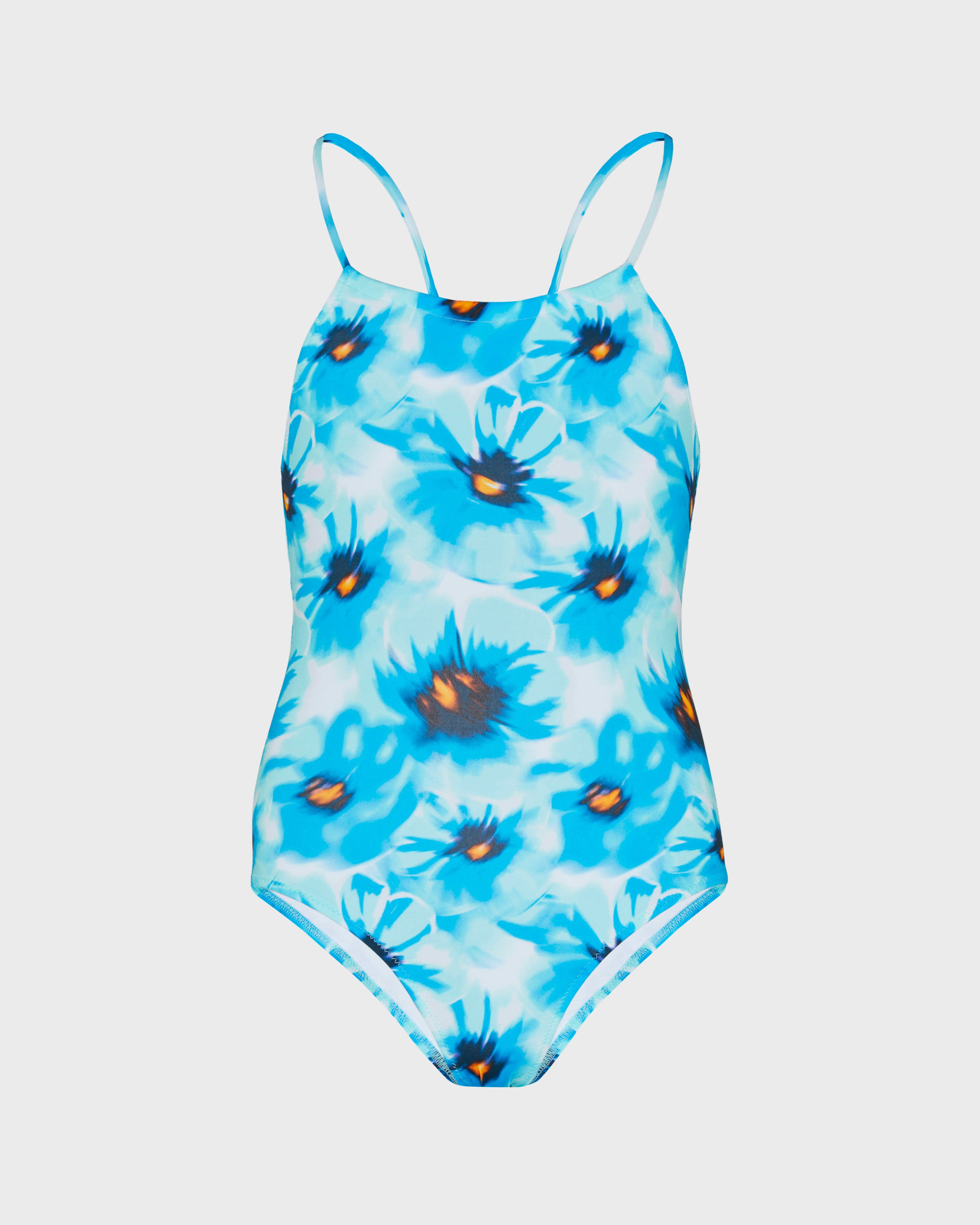 Maillot de bain une pièce fille Poppies TOPAZE BLEUE front view
