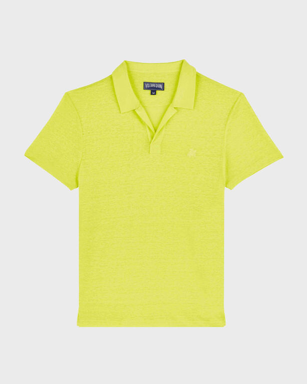 Vilebrequin - Einfarbiges Polohemd Aus Leinenjersey Für Herren - Polohemd - Pyramid - Grün - Größe XXXL