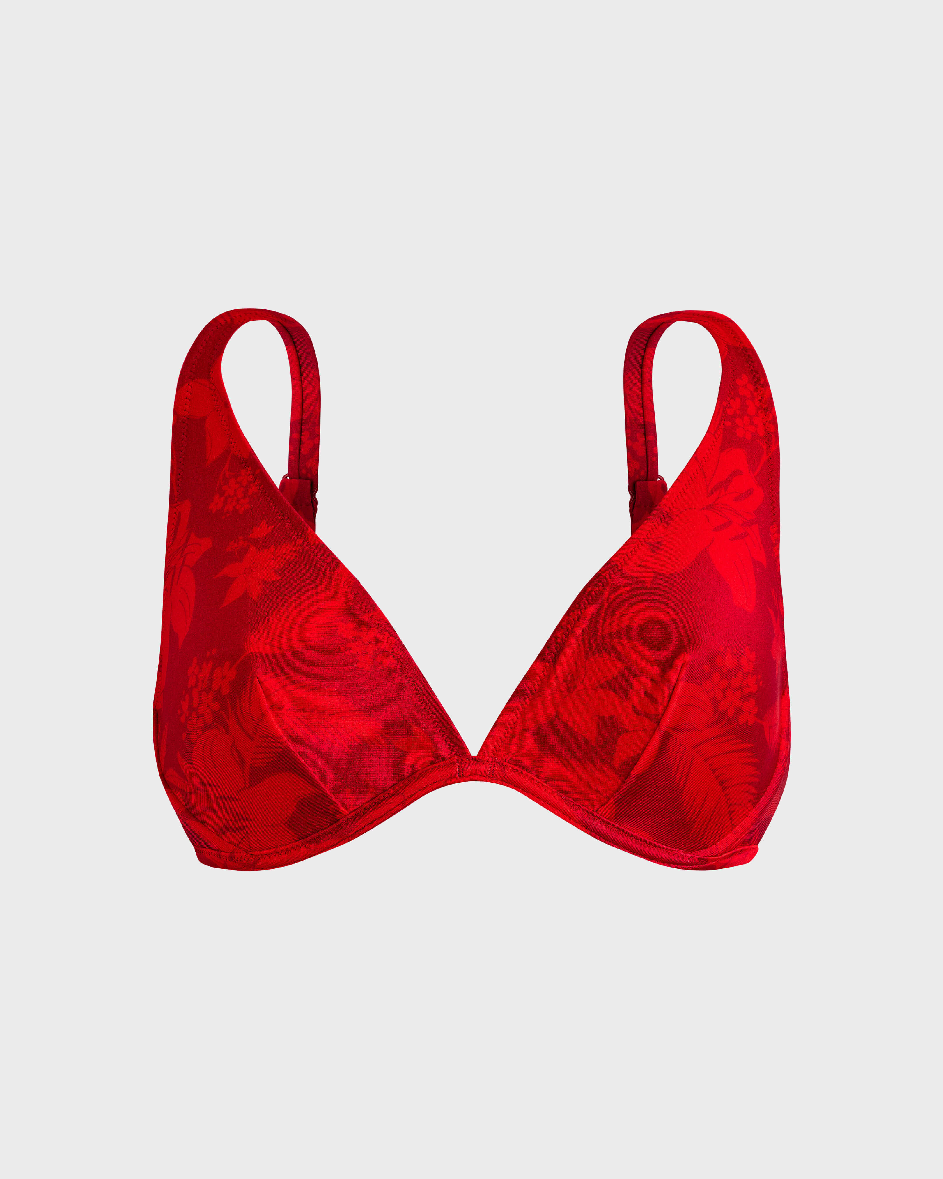 Women Underwire Bikini Top Flower Power LIPSTICK front view