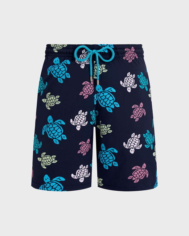 Vilebrequin - Men Long Stretch Swim Trunks Tortues Multicolores - Swimwear - Okorise - Blue - Size S
