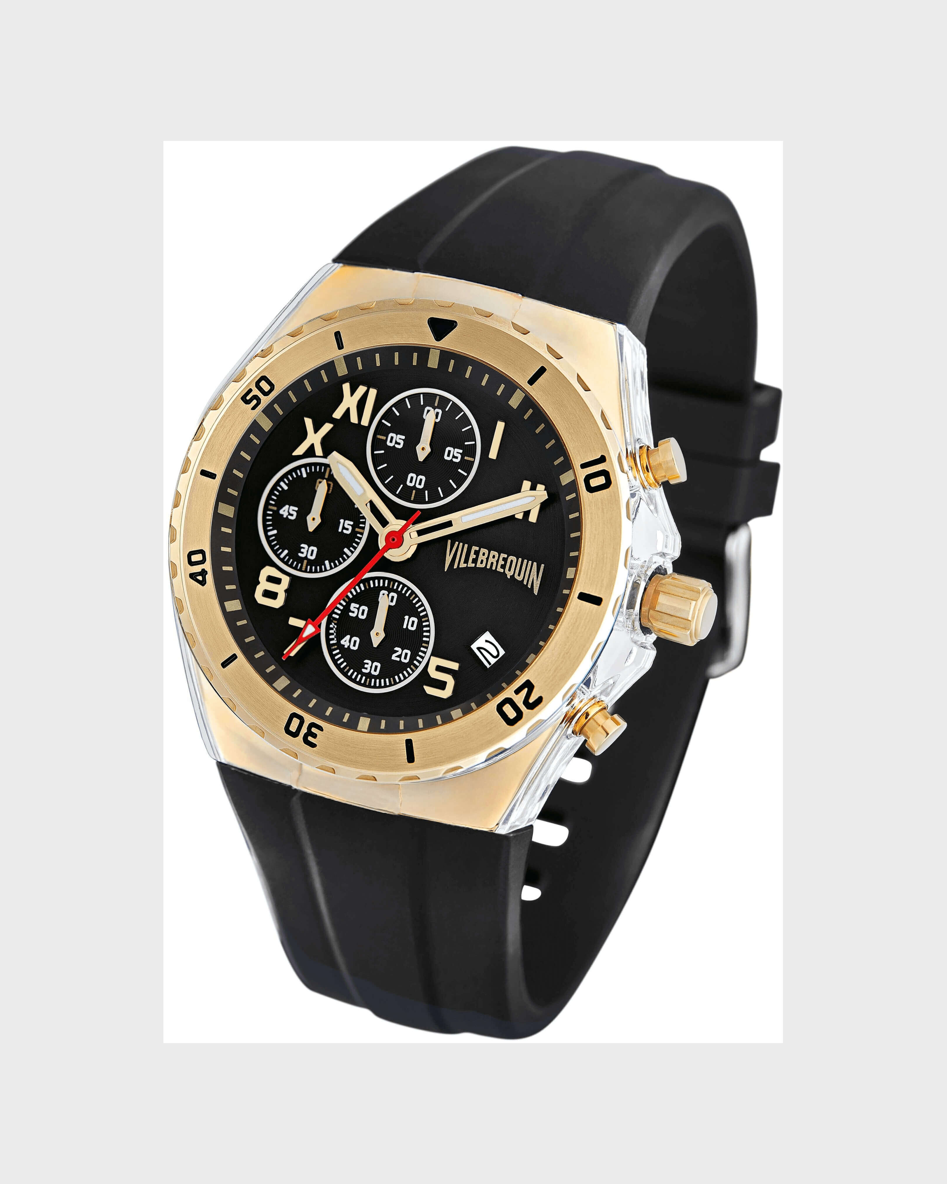 Reloj cronógrafo dorado de Vilebrequin NEGRO back view