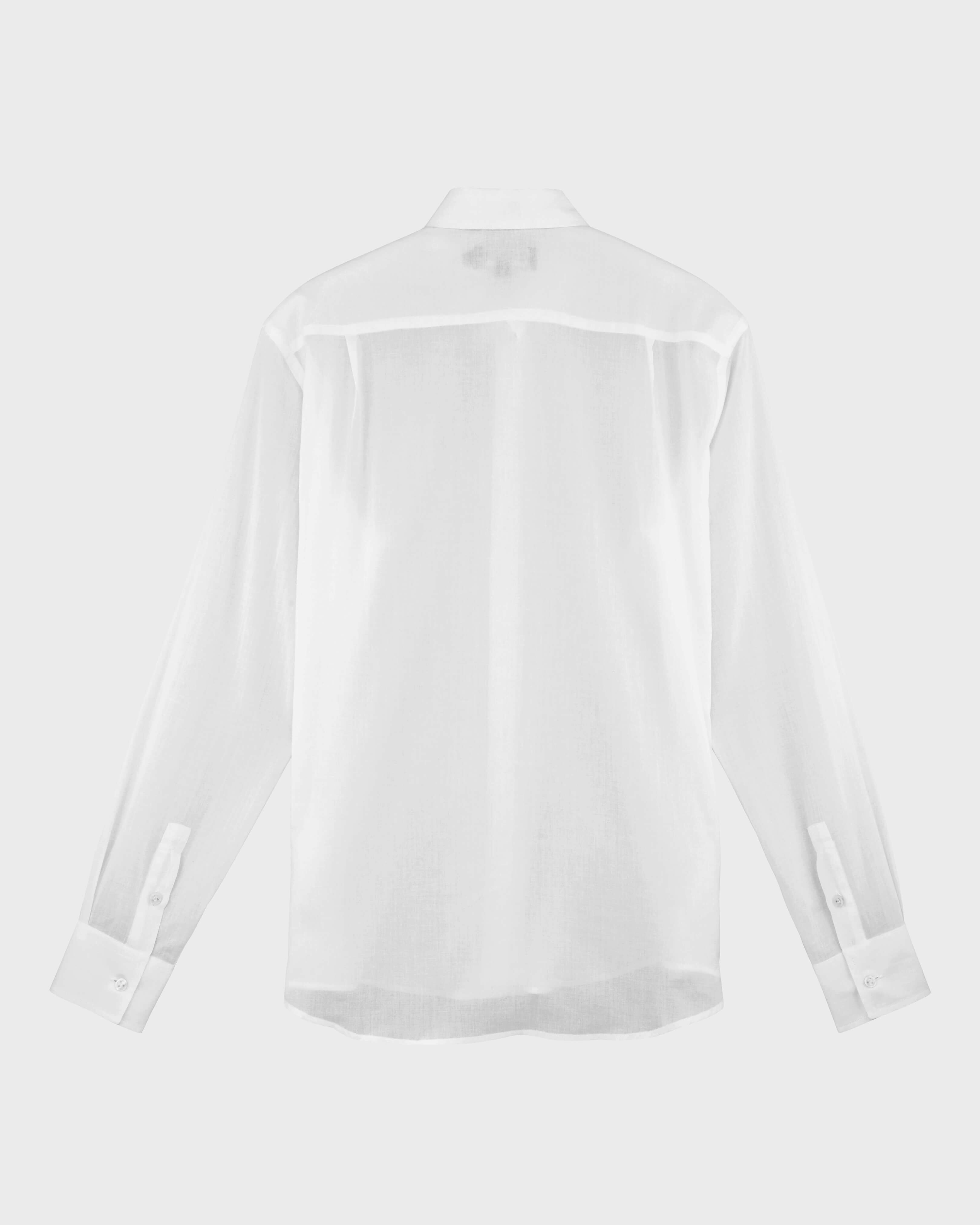 Leichtes Solid Unisex-Hemd aus Baumwollvoile WEISS back view