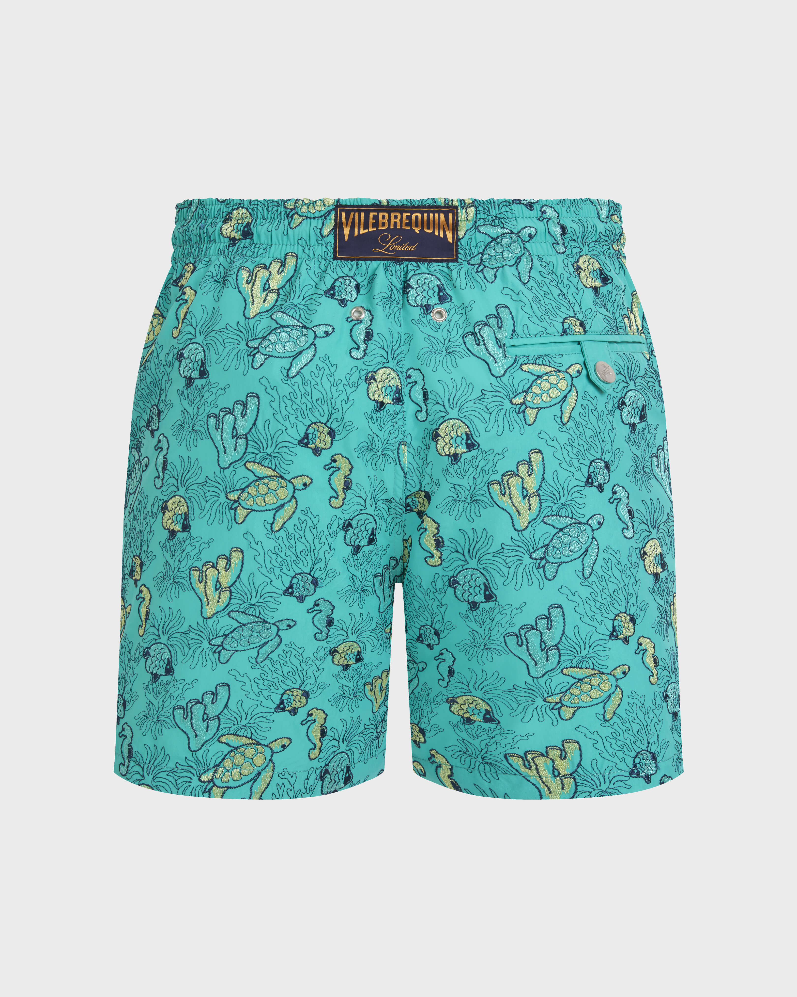 Bañador con bordado Aquatic Life para hombre - Edición limitada VERONESE GREEN back view
