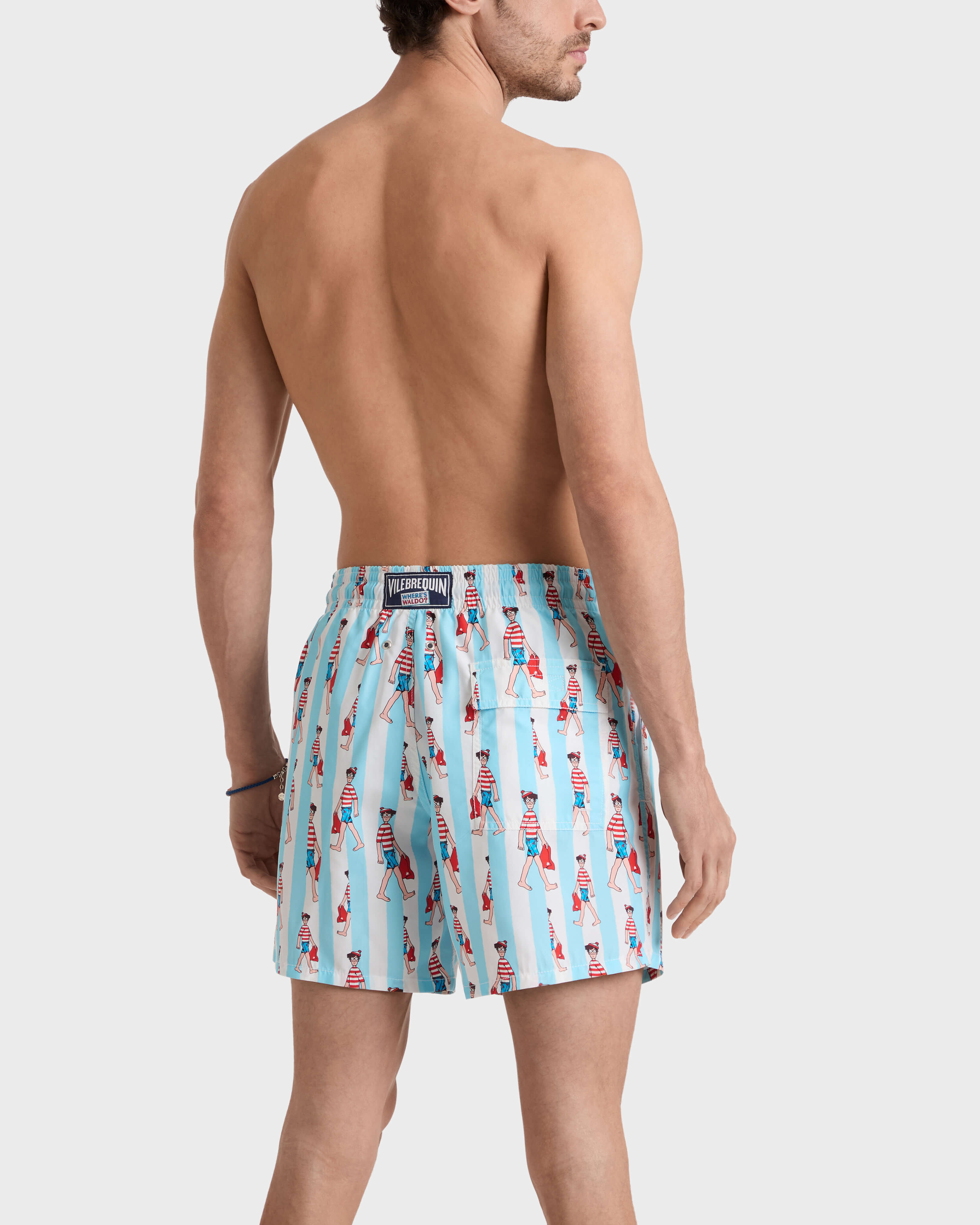 Stripes Wo ist Walter? Badeshorts für Herren – Vilebrequin x Wo ist Walter? WEISS backworn view