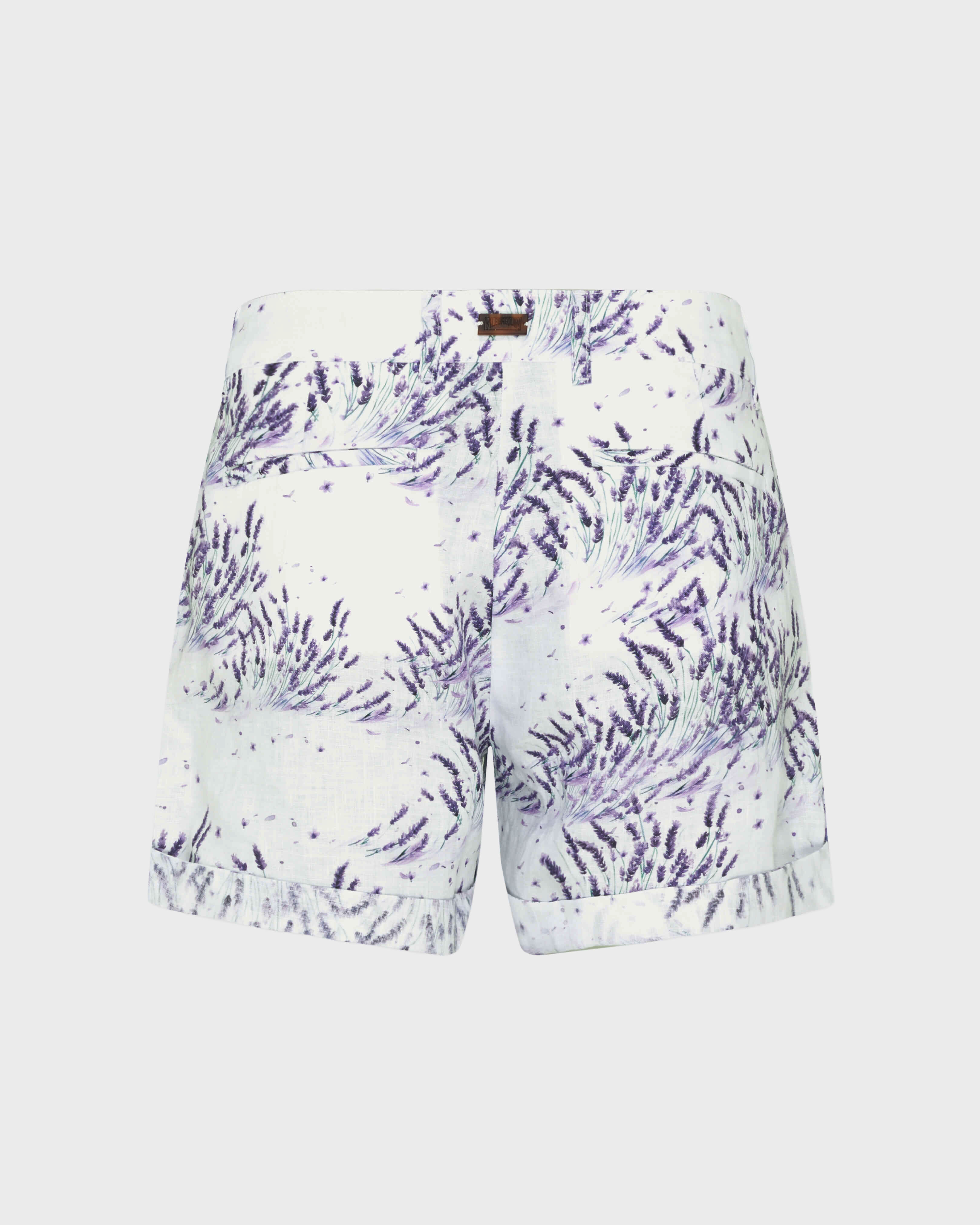 Bermuda en lin femme Lavender BLANC back view