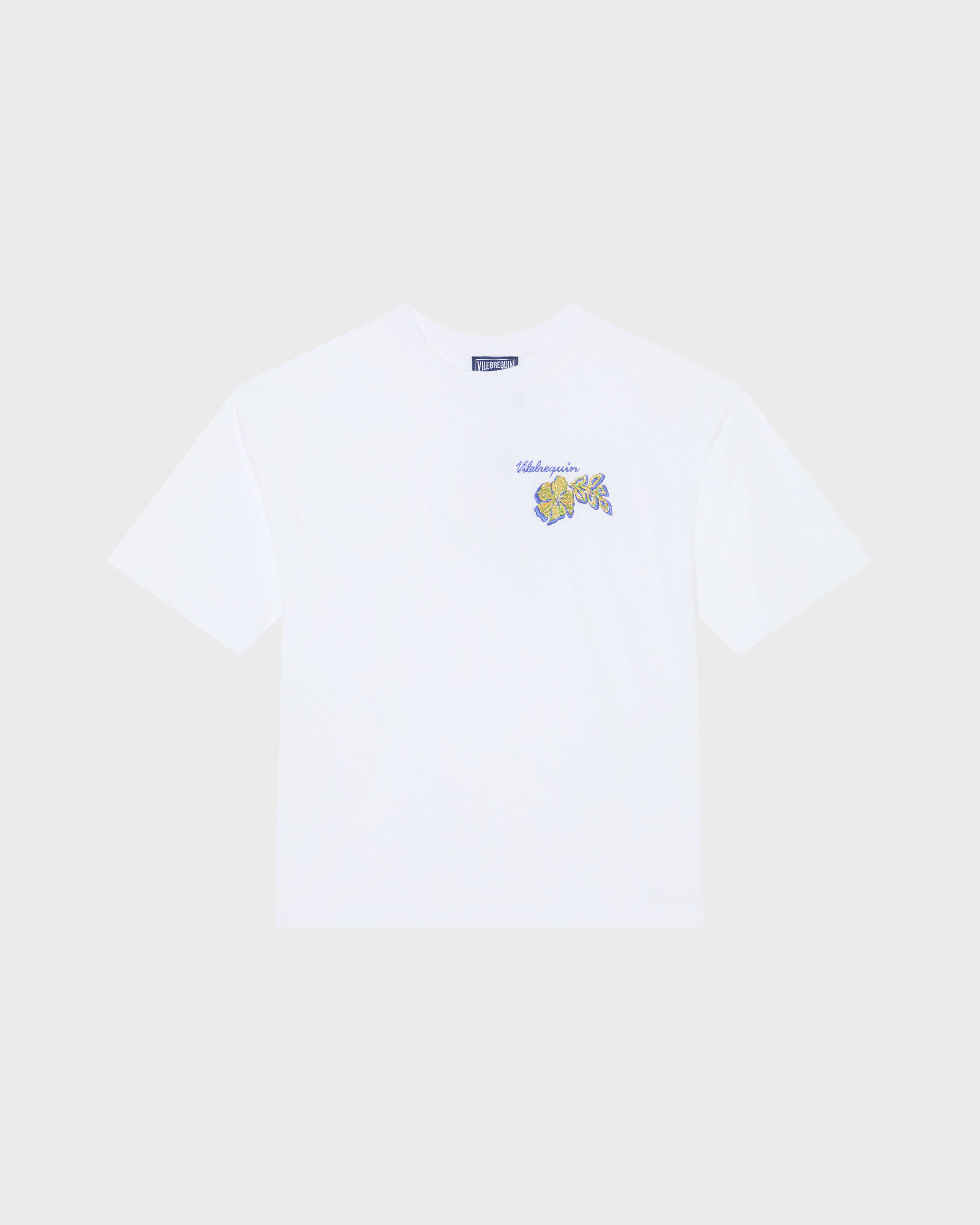 Kids Organic Cotton Oversize T-shirt Frangipanier BLANCO front view
