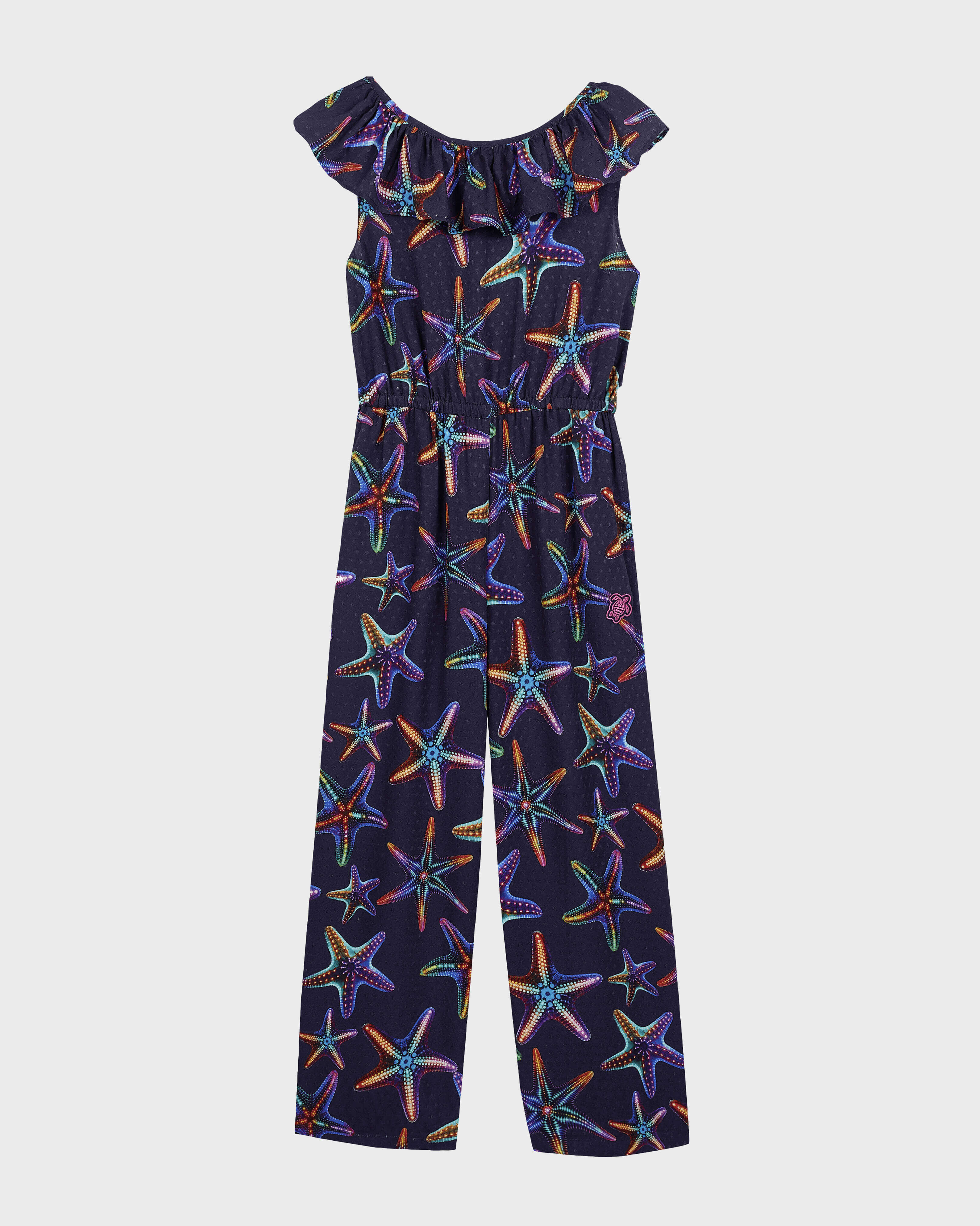 Girls Viscose Playsuit Disco Stars NAVY front view