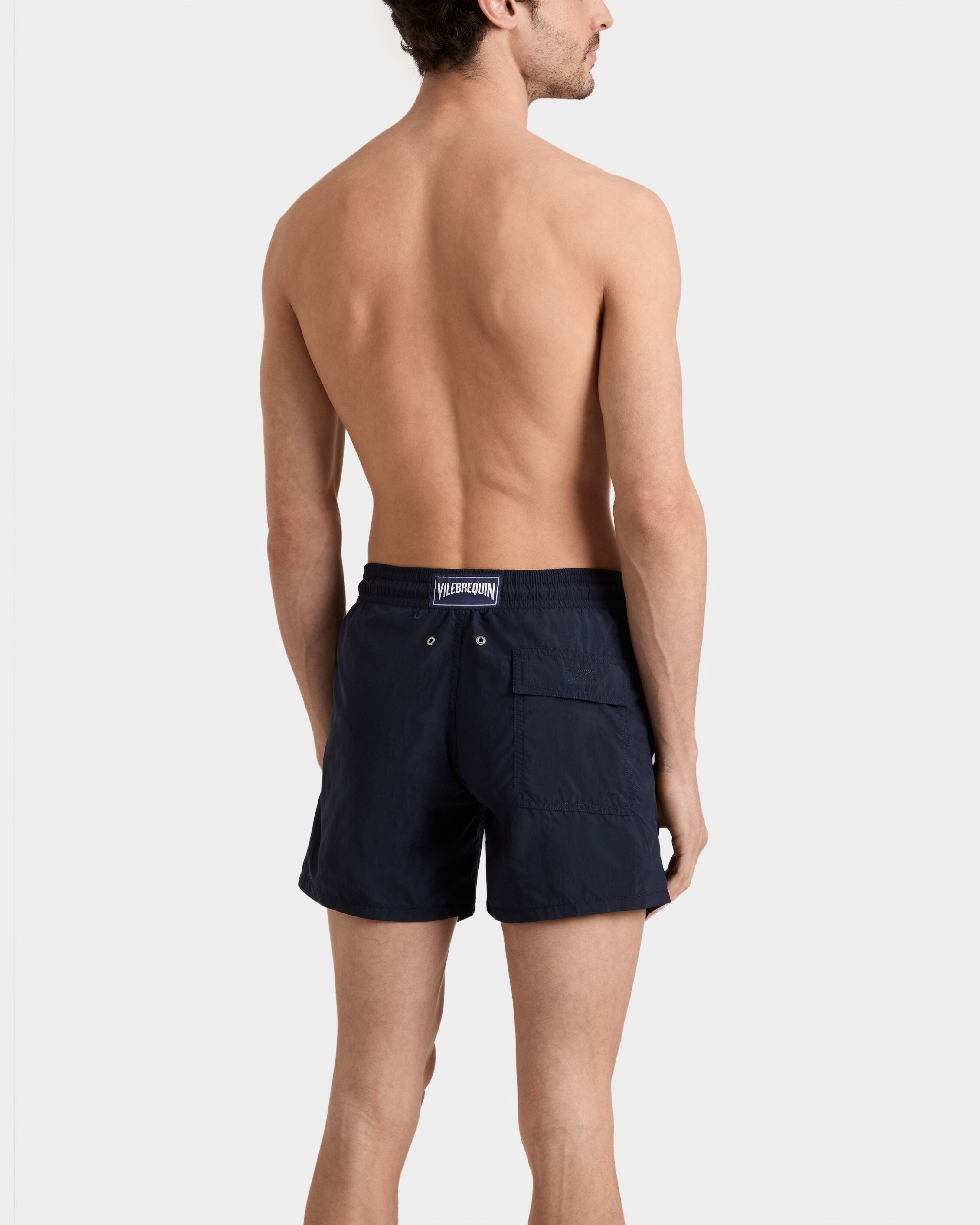 Men Swim Shorts Solid NAVY backworn view